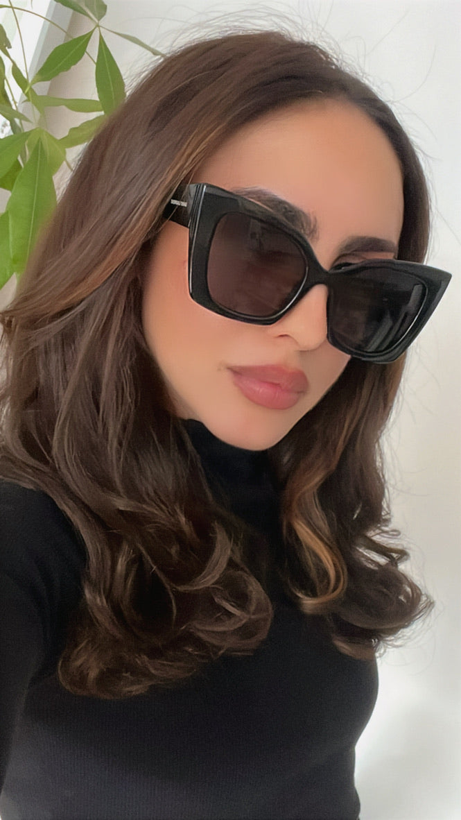 Saint Laurent SL552 Black Cat Eye Sunglasses for Women - Luxury Designer Shades for Fashion, Beach & Outdoor Activities