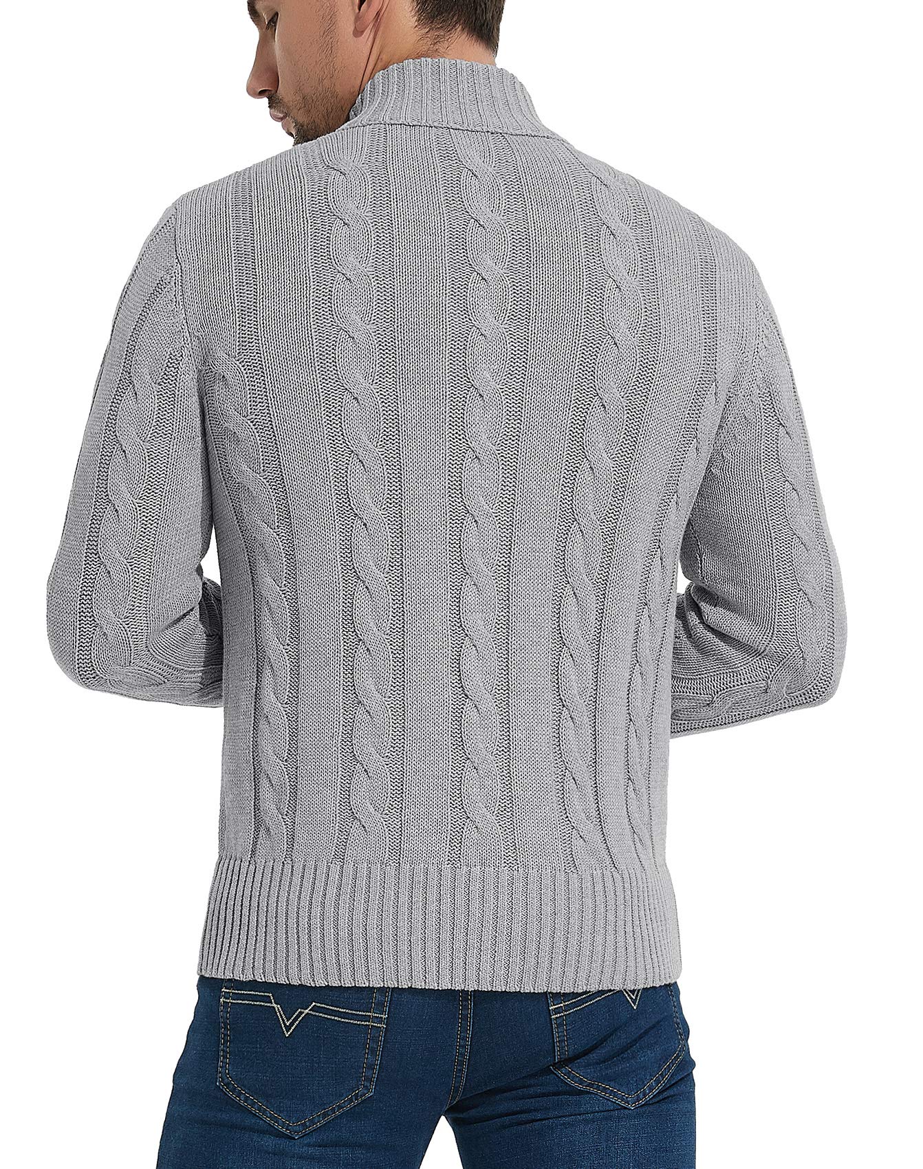 NITAGUT Men's Long Sleeve Stand Collar Cable Knit Cardigan Sweater with Buttons - Cozy Winter Pullover for Office, Dating & Casual Outfits