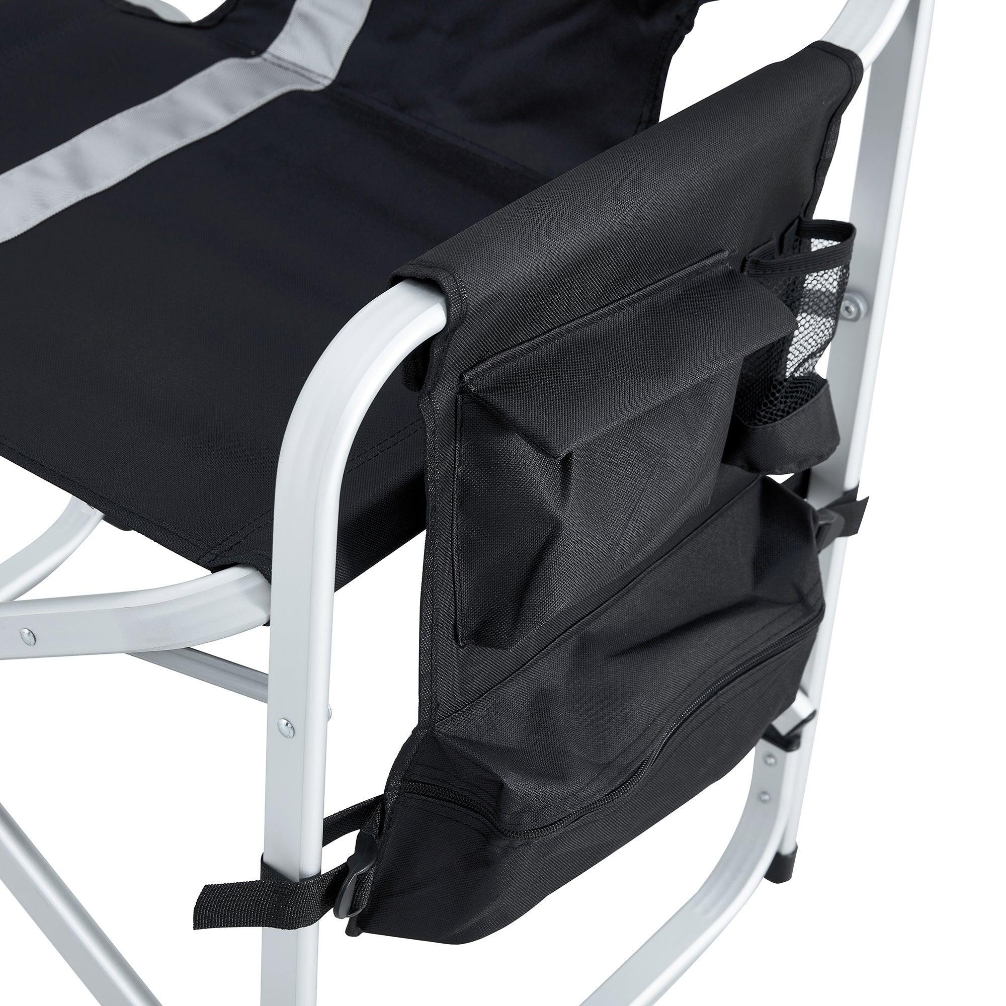 1 Piece Padded Folding Outdoor Chair with Side Table & Storage Pockets - Lightweight Oversized Director's Chair for Camping, Beach, Patio, Picnic & Indoor Use