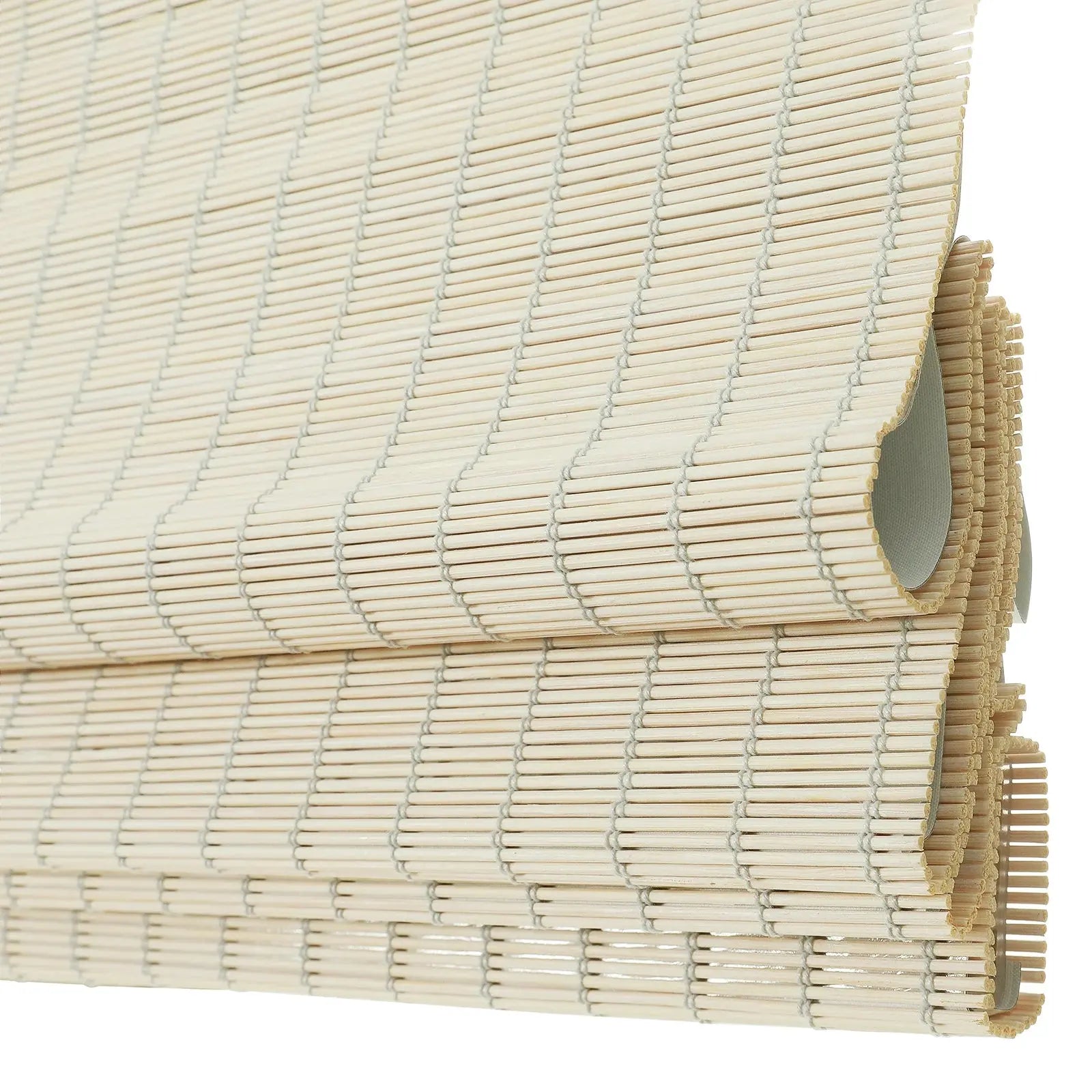 Sybil Bamboo Roman Shade - Ivory White Window Treatment for Living Room & Bedroom | Natural Light Filtering & Privacy