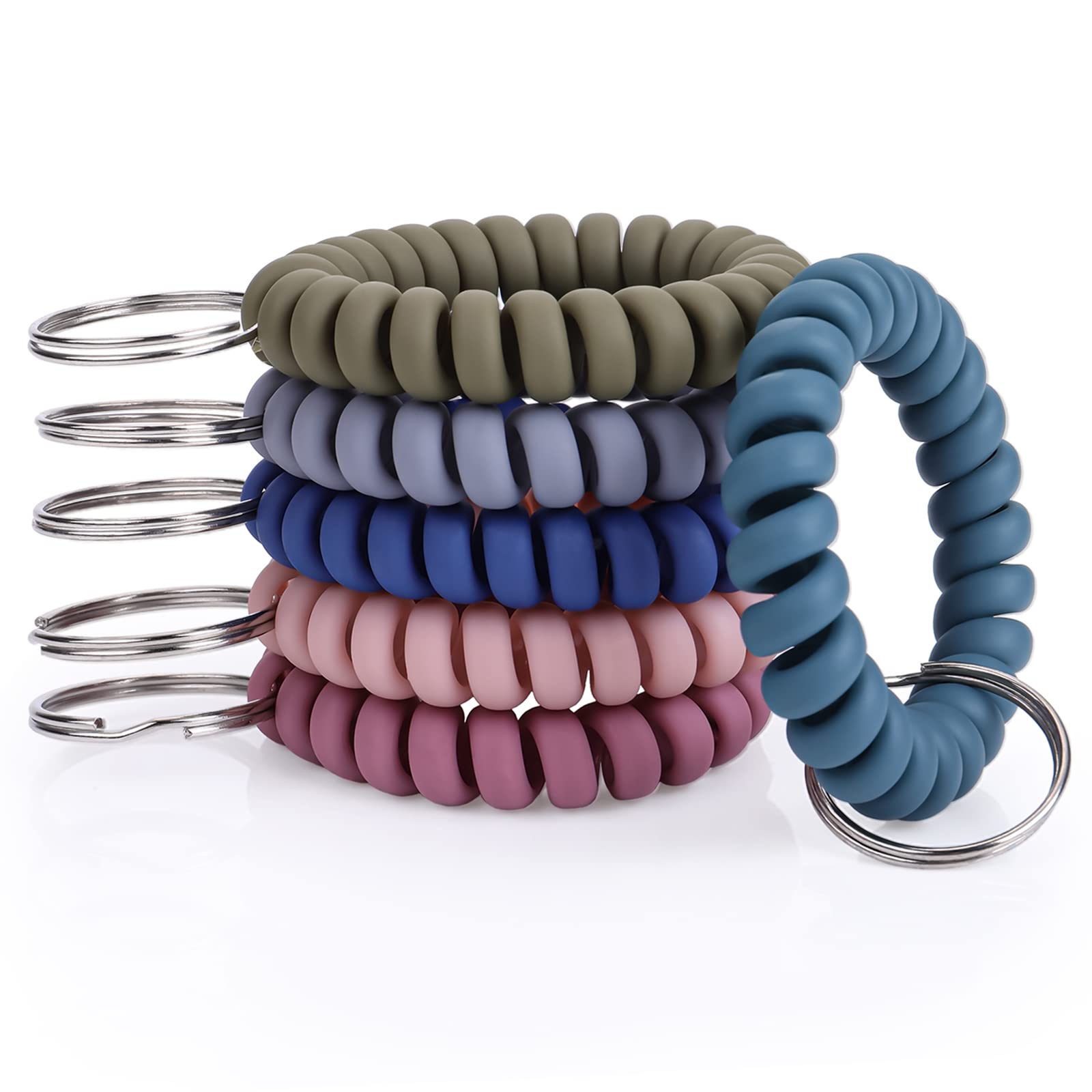 Yolev 6-Color Flexible Spiral Wrist Keychain - Stretchable Plastic Spring Coil Key Ring for Keys, ID Cards & Small Items - Perfect for Gym, Office, Travel & Outdoor Activities