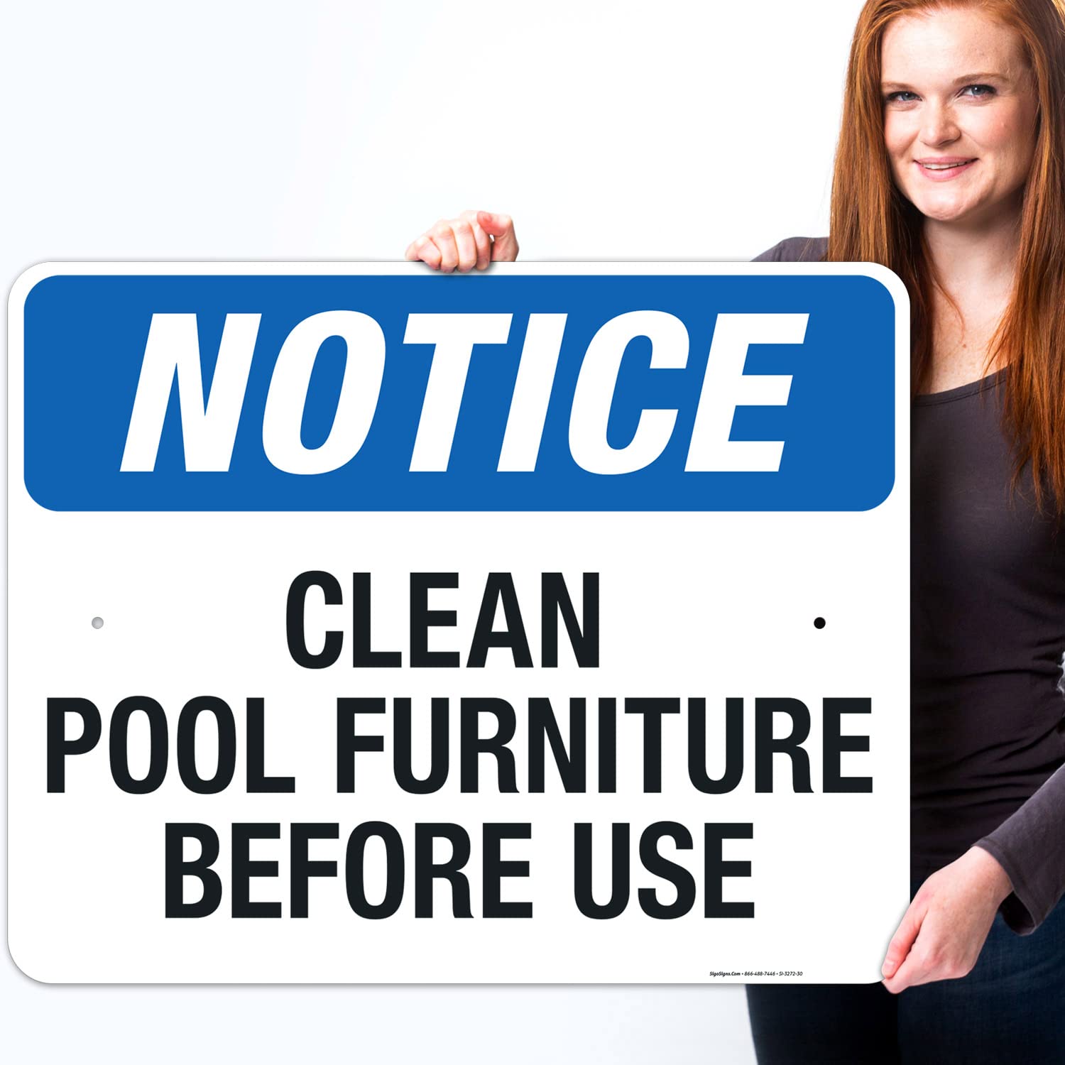 Social Distancing Pool Sign - 24x30 Inch Rust-Free Aluminum Sign for Clean Pool Furniture & Safe Swimming Areas - Fade Resistant, Made in USA - Perfect for Public Pools, Resorts & Backyard Safety