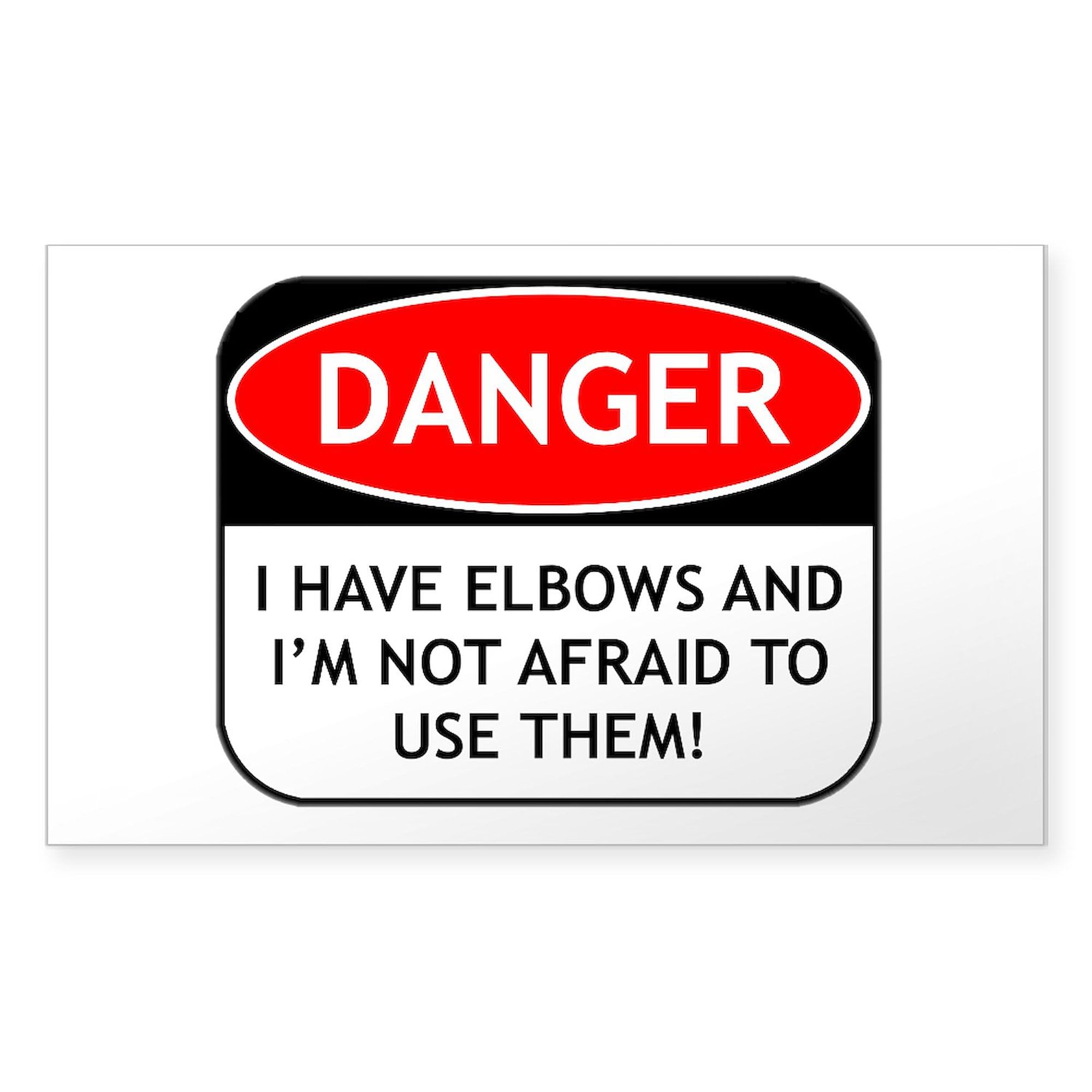 Premium Rectangle Bumper Sticker - Durable Car Decal with 'Use Elbows' Design | Perfect for Cars, Laptops & DIY Projects - CafePress