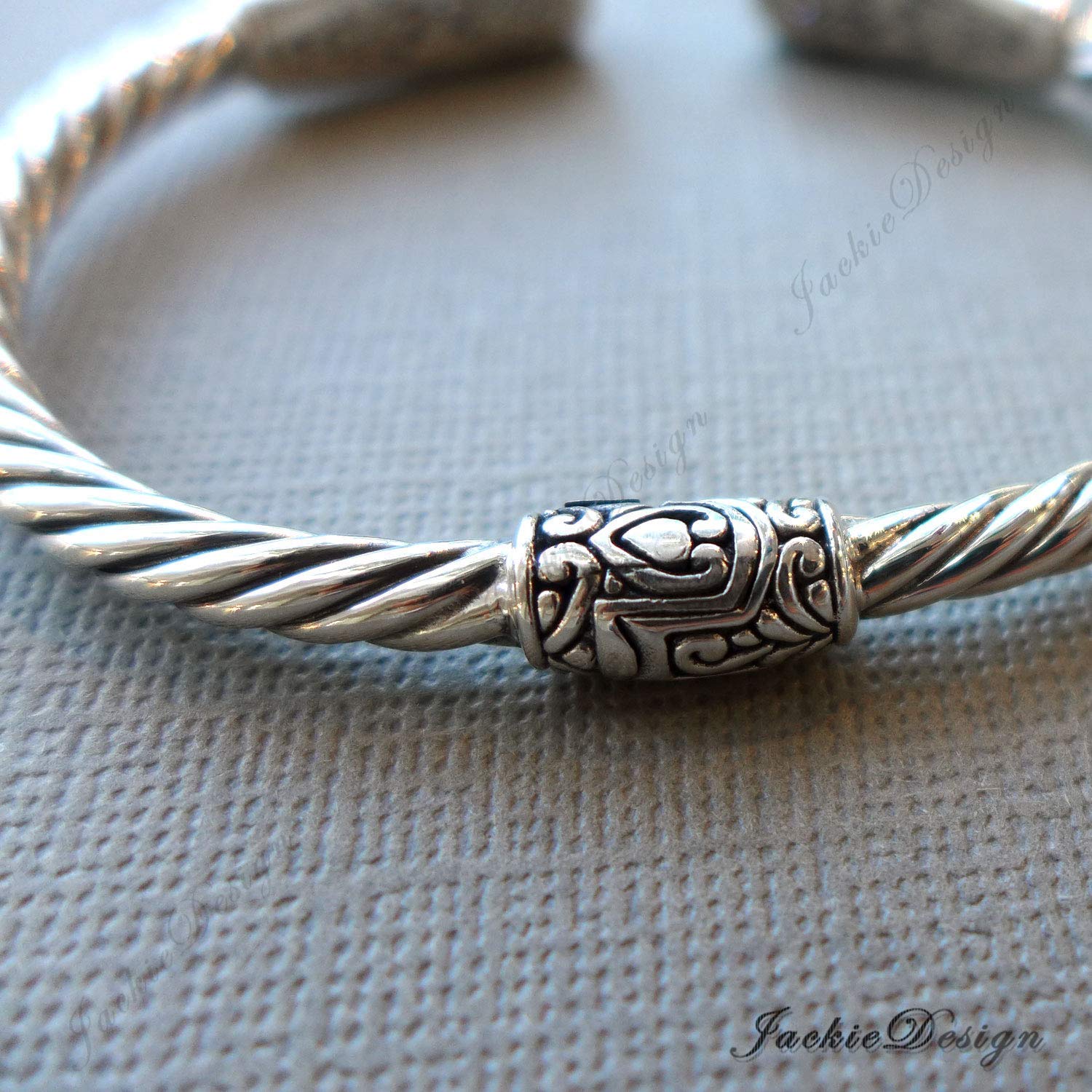 Handmade 925 Sterling Silver Blue Topaz Cuff Bali Bangle Bracelet for Women - Elegant Jewelry Gift for Birthday, Anniversary & Special Occasions