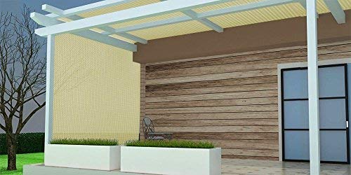 Shatex 90% UV Blocking Sun Shade Fabric - 8x16ft Beige Sunscreen Mesh for Pergola, Porch & Outdoor Cover with Clips - Perfect for Patio, Garden & Vertical Screen Protection