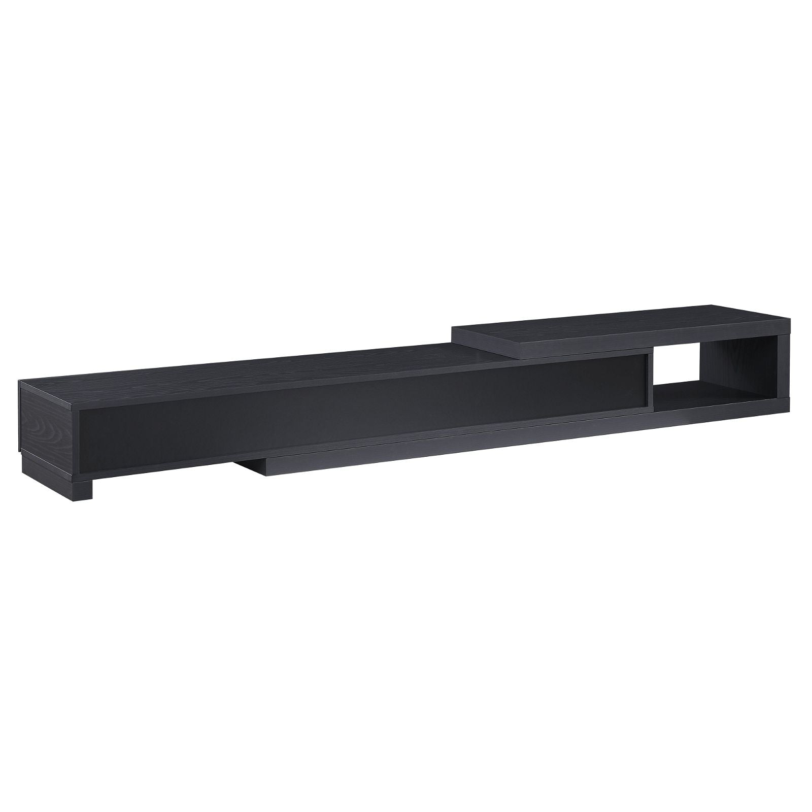 Criterion Durham Extendable TV Stand 260cm - Modern Lowline TV Unit in Black Oak for Living Room & Home Theater Setup
