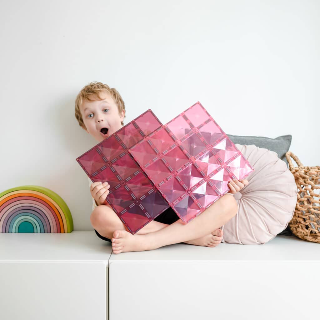 Connetix Magnetic Tiles Pastel Pink & Berry Base Plate 2 Pack - STEM Educational Toys for Kids, Building Blocks for Creative Play, Perfect for Preschool Learning & Home Activities