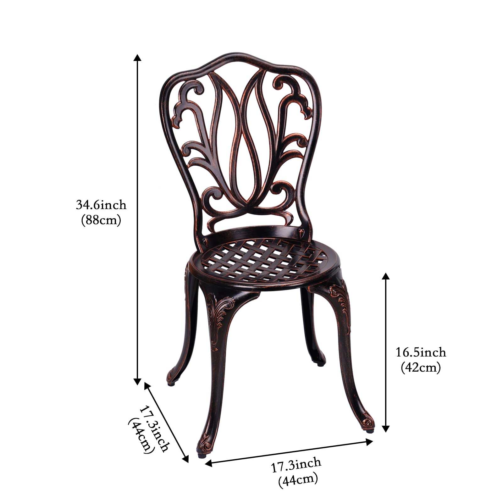 3-Piece Outdoor Bistro Set - Rust-Resistant Cast Aluminum Patio Table & Chairs for Garden, Porch, Park - Perfect for Relaxing & Entertaining (New Brown)