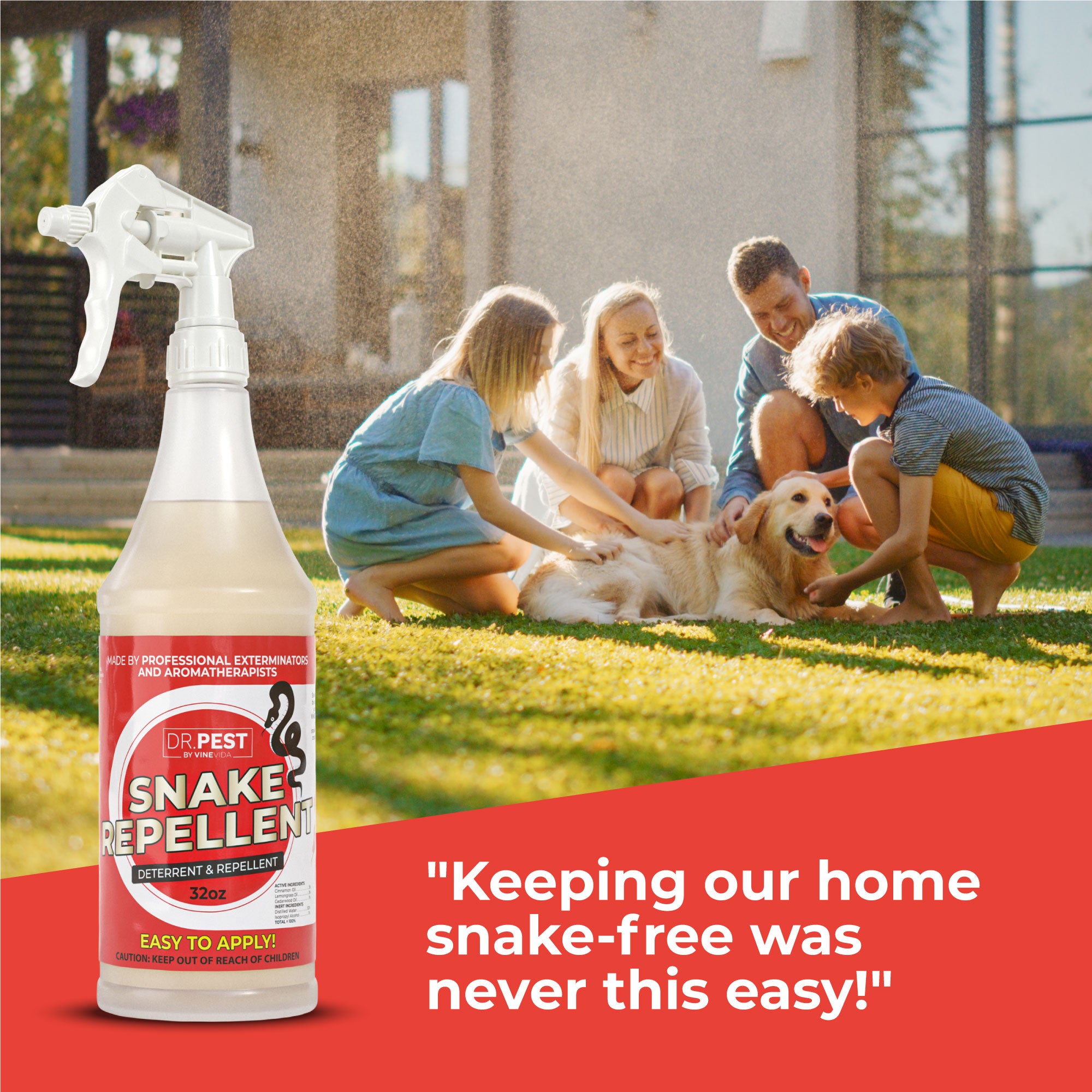 Best Snake Repellent for Outdoor Use - Natural & Effective Snake Deterrent Spray - Safe for Pets & Kids - Perfect for Yards, Gardens, and Camping