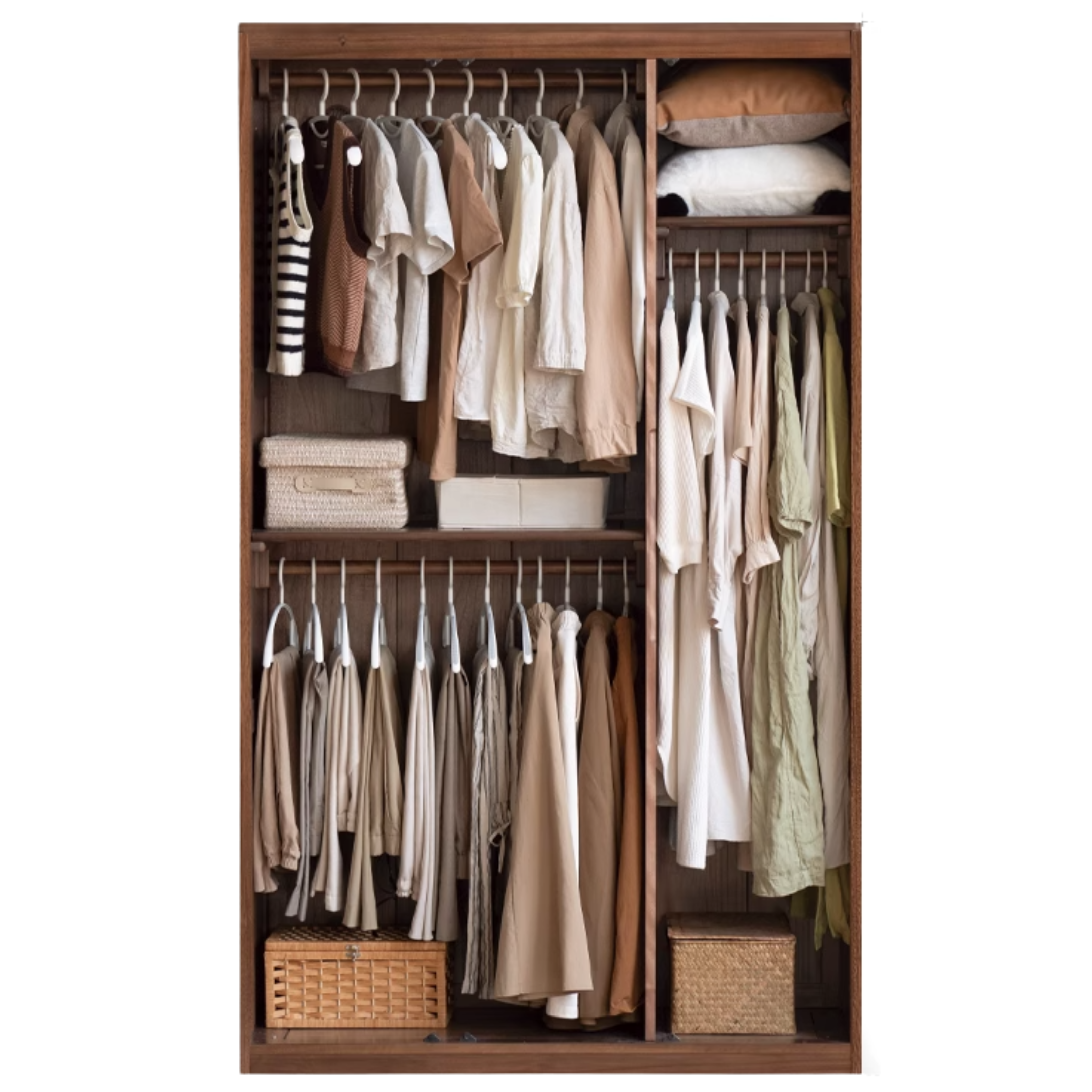 Premium Black Walnut Solid Wood Wardrobe - Handcrafted Closet Organizer with Adjustable Shelves | Perfect for Bedroom, Walk-in Closet & Master Suite Organization