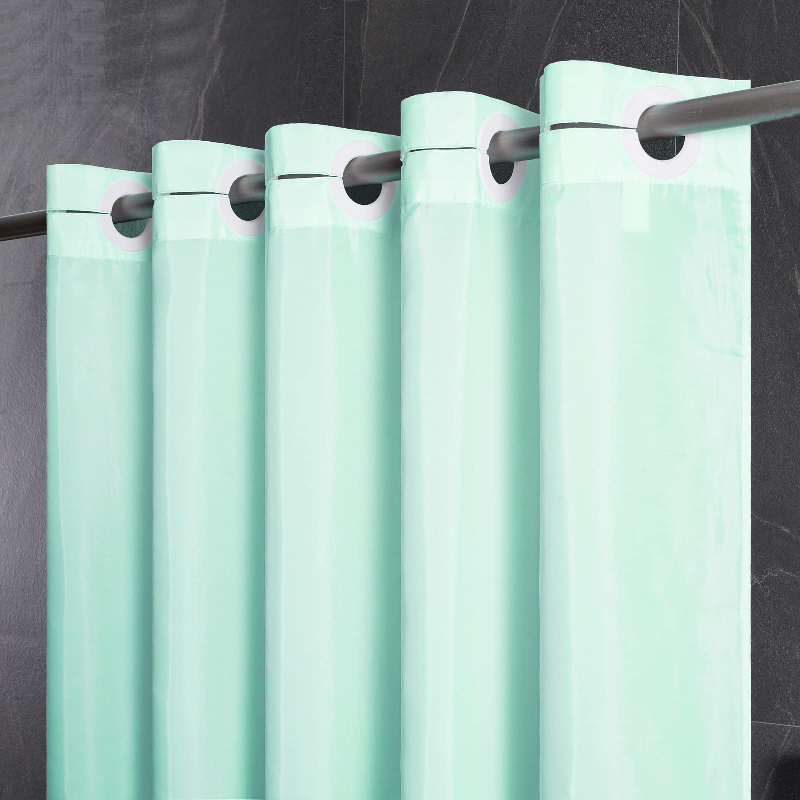 Furlinic Waterproof Shower Curtain Liner - Ringless Fabric Bathroom Curtain with Weighted Bottom for RV, Hotel & Home Use - Green 36x72 Inch - Perfect for Bathrooms, Showers & Bathtubs