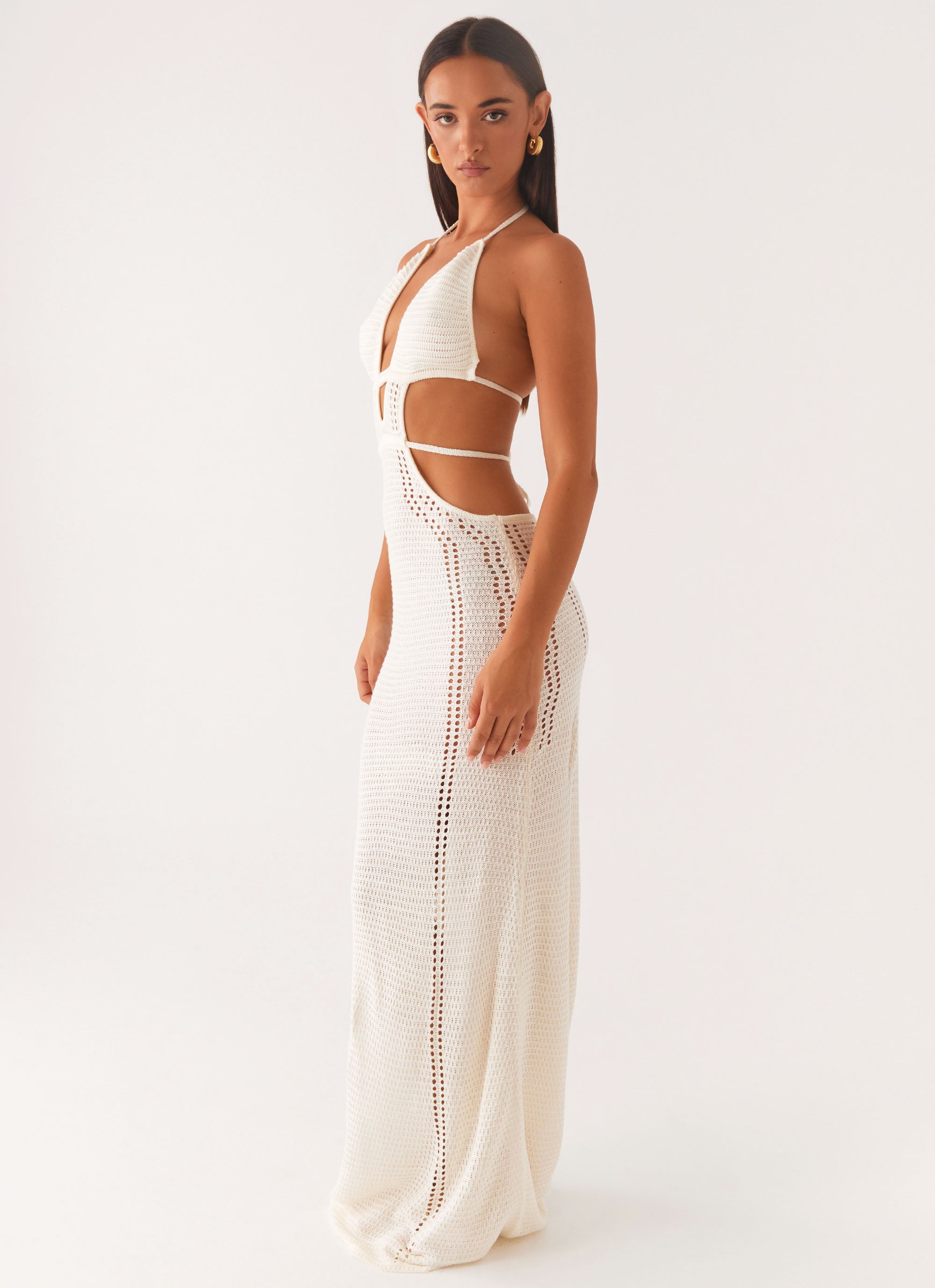 Elegant White Cut Out Crochet Maxi Dress for Women - Boho Summer Beach Dress, Party Wear & Vacation Outfit
