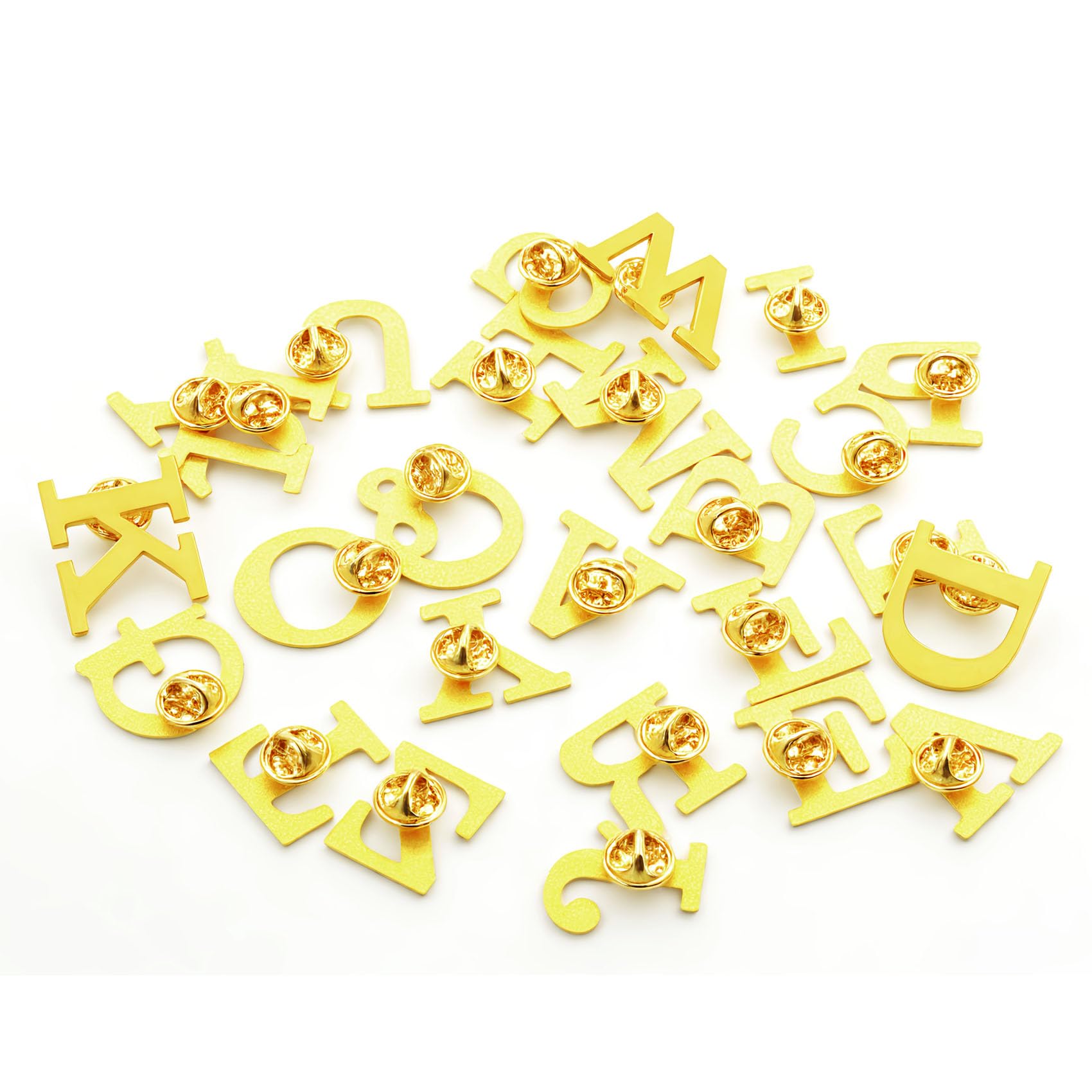 10-Pack Gold Plated A-Z Initial Letter Brooches - Personalized Name Pins for Women & Men | Elegant Gift for Weddings, Parties & Fashion Accessories