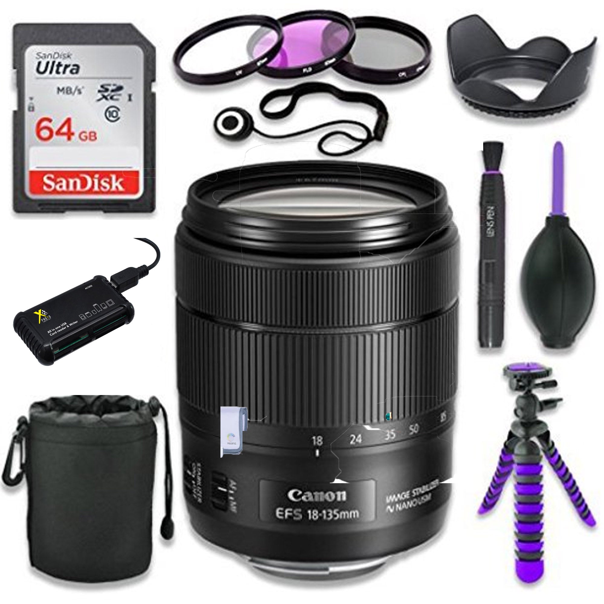 Canon EF-S 18-135mm f/3.5-5.6 IS USM Zoom Lens (White Box) with Full Accessory Kit - Perfect for Portrait, Travel & Wildlife Photography