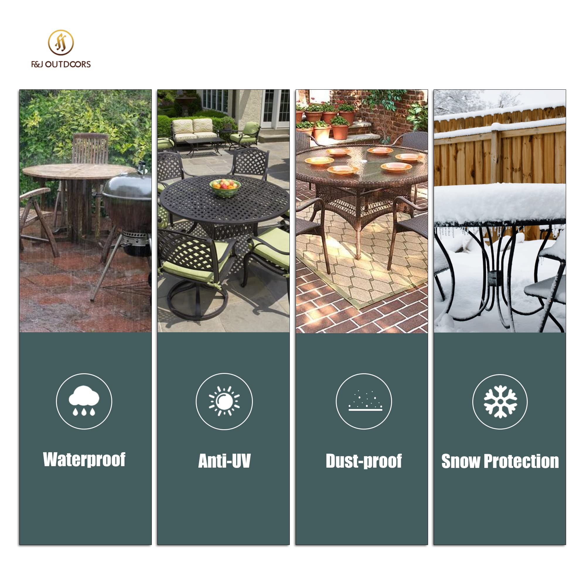 Waterproof UV-Resistant Outdoor Furniture Cover - Fade Proof Round 108
