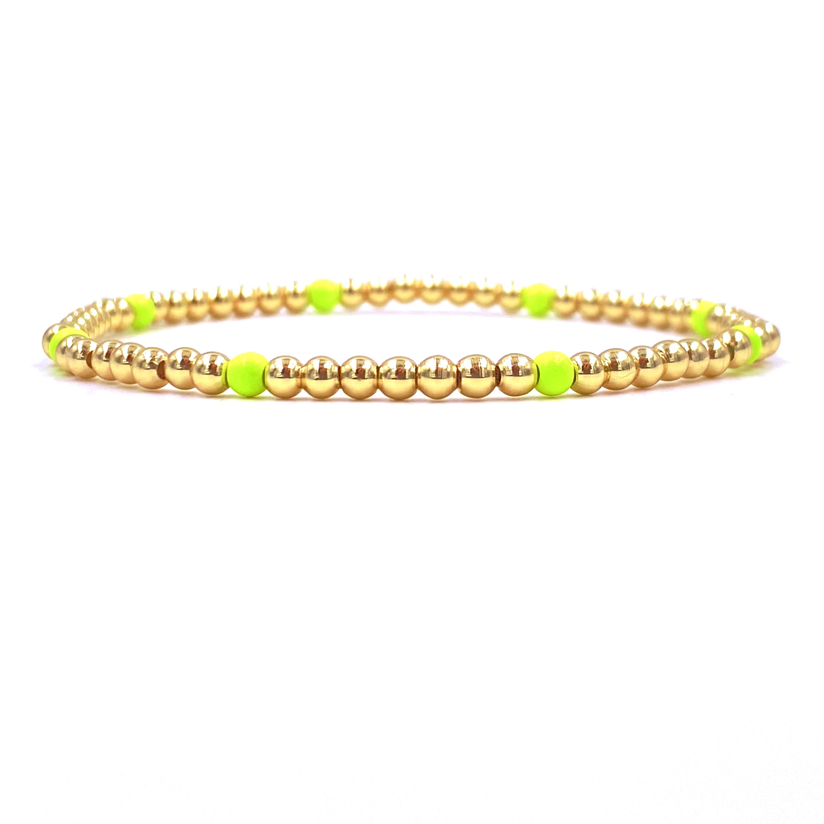 Ashley Gold Stainless Steel 8mm Beaded Stretch Bracelet - Gold Plated Enamel Ball Jewelry for Women, Fashion Accessories for Casual Wear & Party Outfits