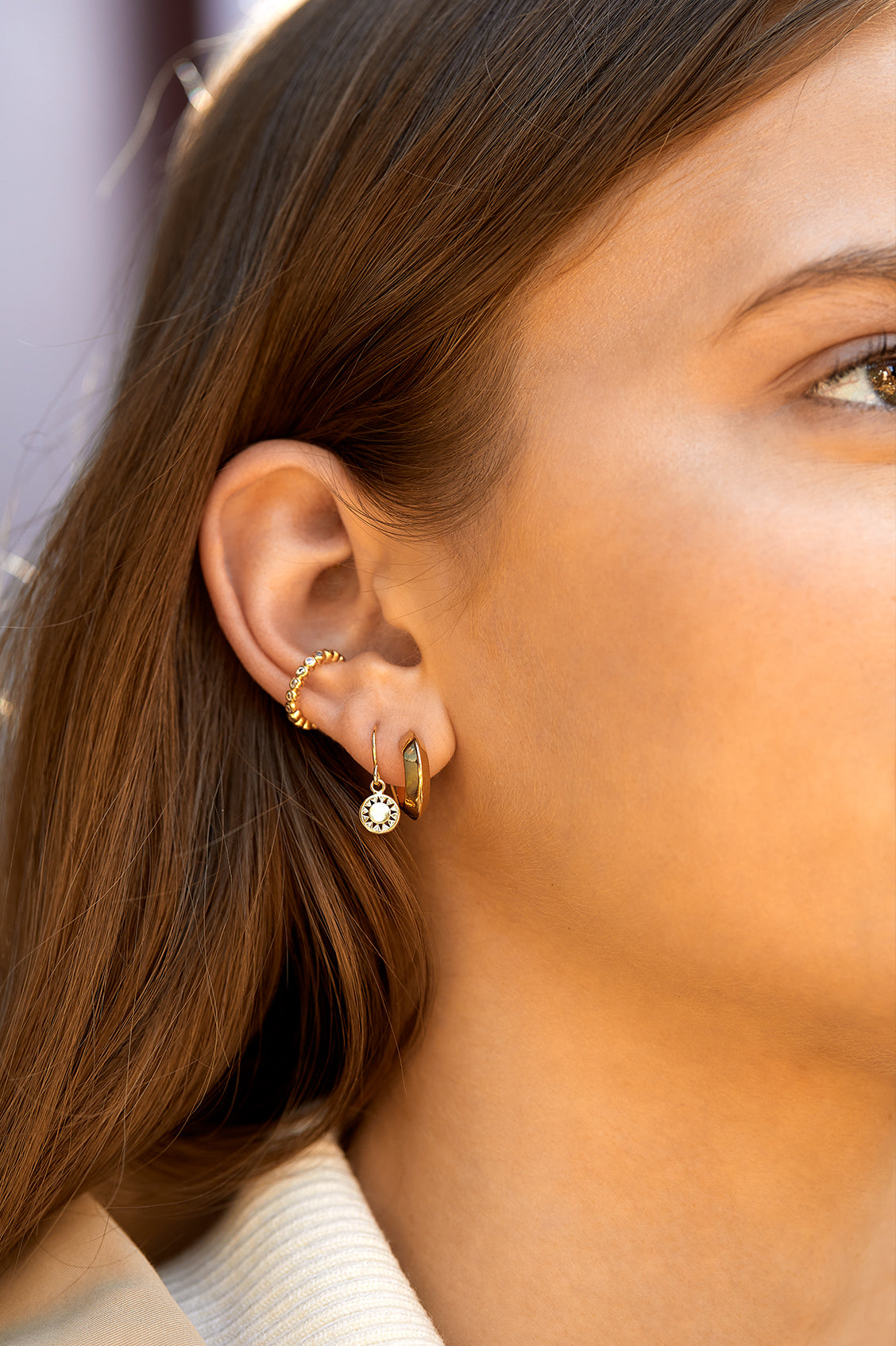 Sun Charm Drop Earrings for Women - Dainty Gold Boho Dangle Earrings - Perfect for Summer, Beach, and Festival Outfits