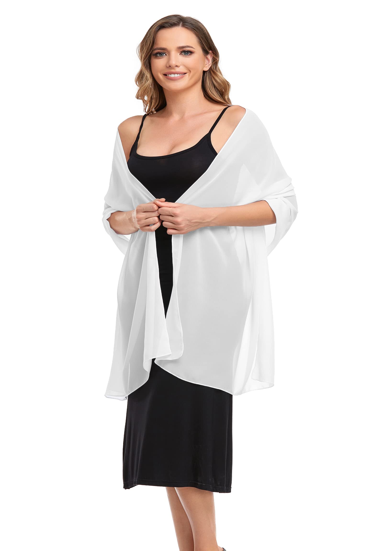 Elegant Sheer Chiffon Shawl Wrap for Women - Soft Silky Wedding Bridal Scarf - Perfect for Evening Dresses, Formal Events & Special Occasions