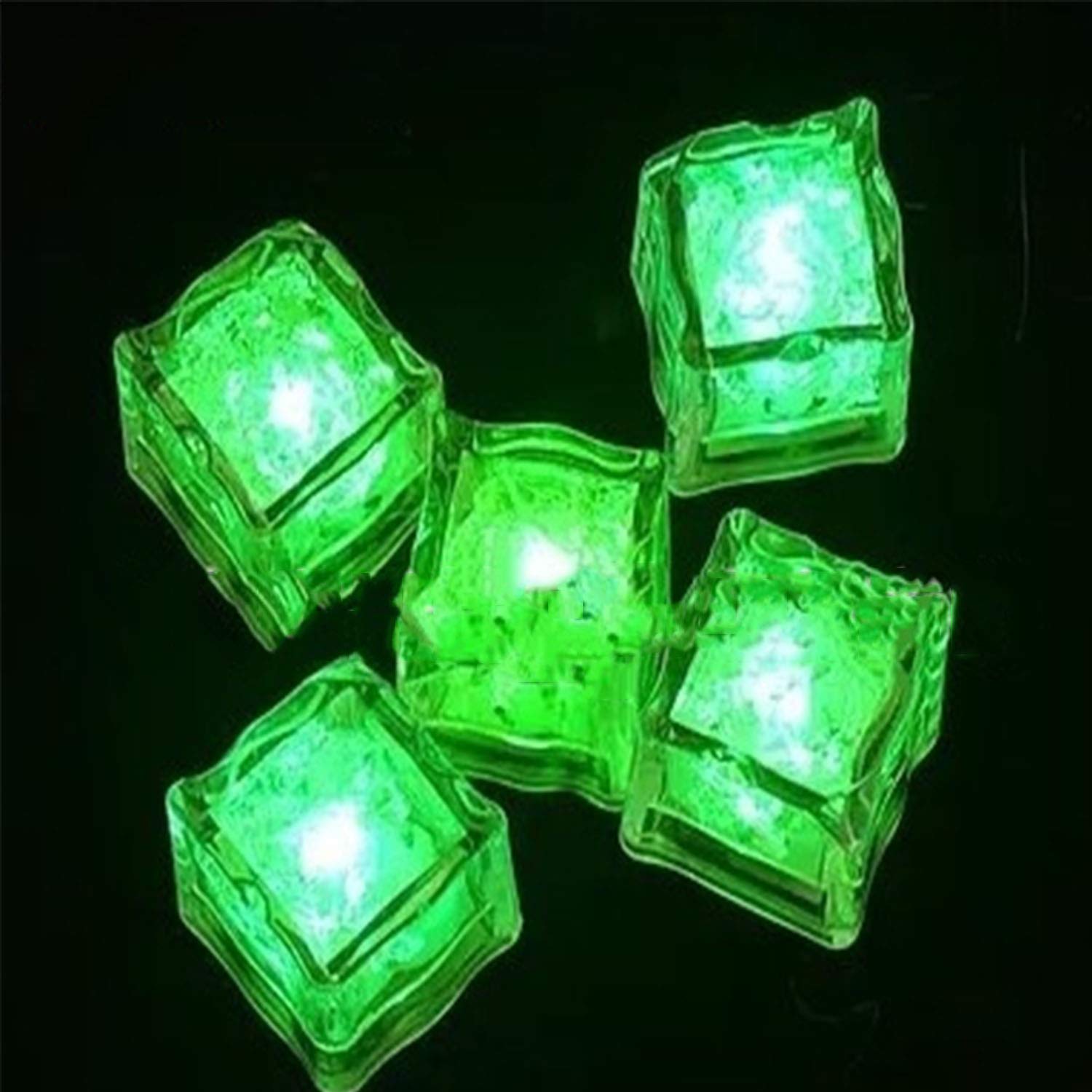 12Pcs MODOAO LED Light Up Ice Cubes - Multi-Color Glowing Ice Cubes for Drinks, Champagne Towers & Cocktails | Perfect for Christmas Parties, Weddings, Bars & Club Decorations (Green)