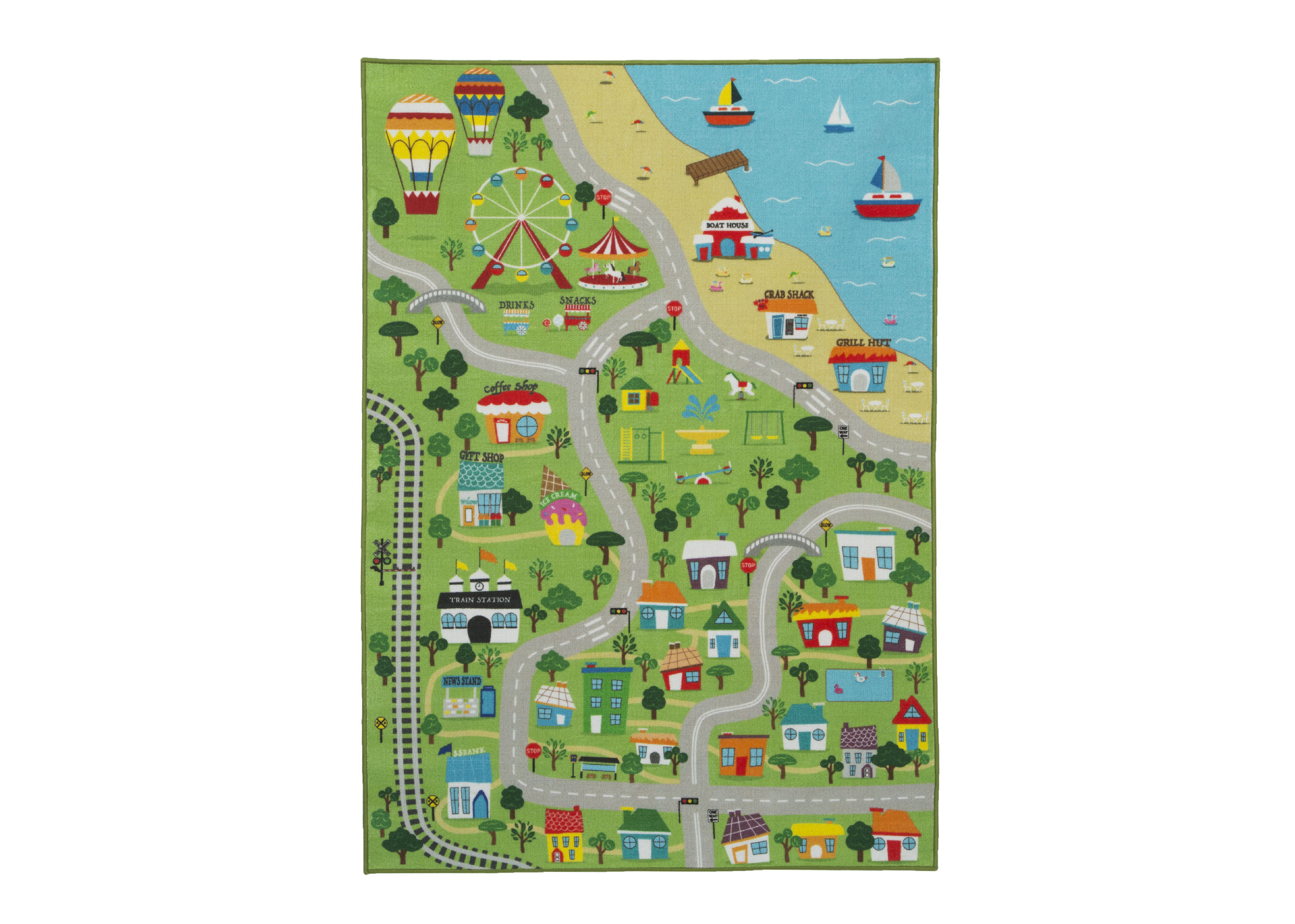 Extra Large 78x54 Inch Road Map Activity Rug for Kids - Playroom & Classroom Carpet for Boys and Girls - Perfect for Learning Geography & Pretend Play