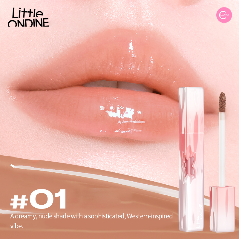 Little Ondine Blooming Heart Lip Glaze - Hydrating Tinted Lip Gloss with Shimmer, Vegan & Cruelty-Free - Perfect for Date Night, Parties & Everyday Wear
