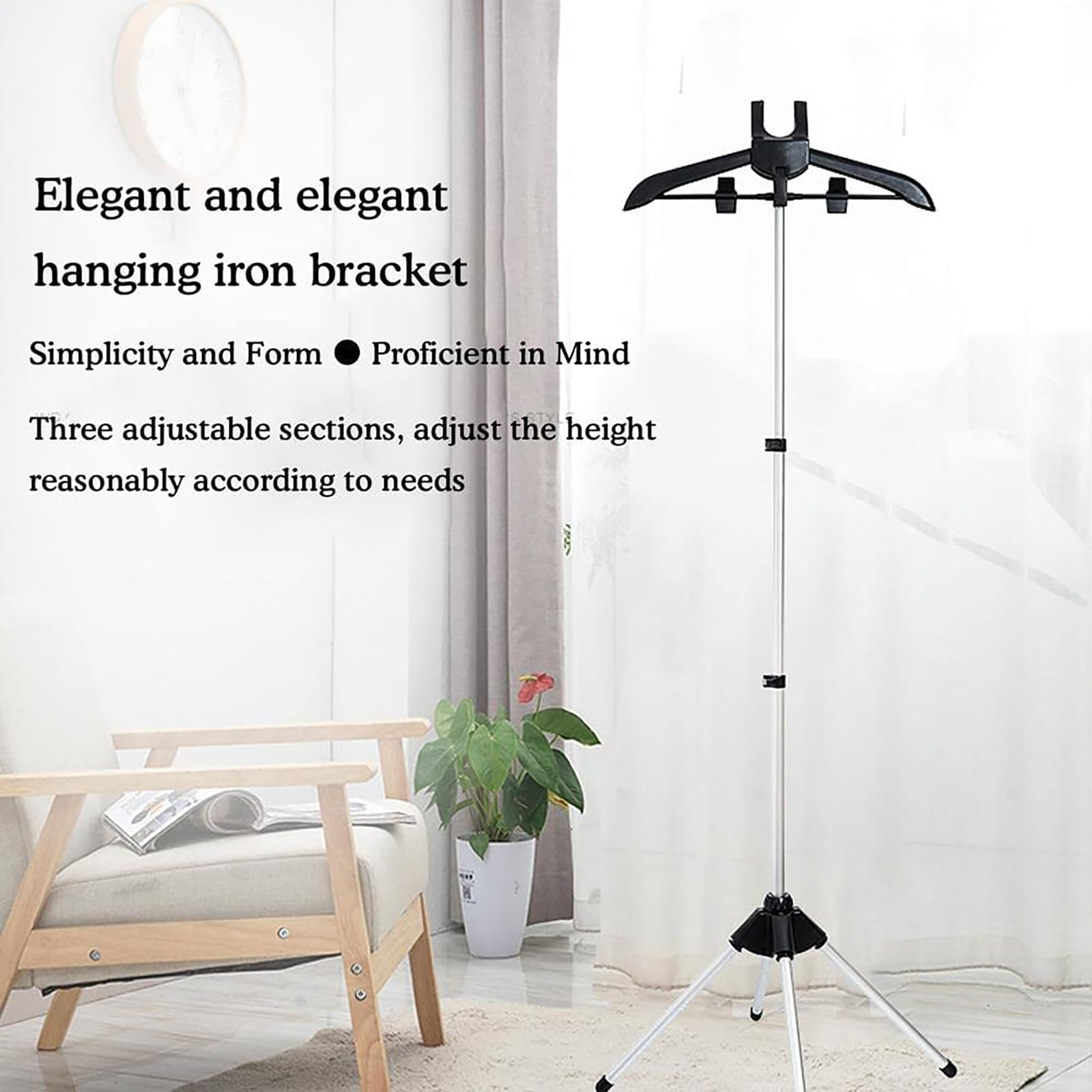 Foldable Telescopic Steamer Stand with Ironing Gloves - Portable Garment Steamer Rack & Hanger for Wrinkle-Free Clothes - Perfect for Travel, Home, and Professional Use - Black