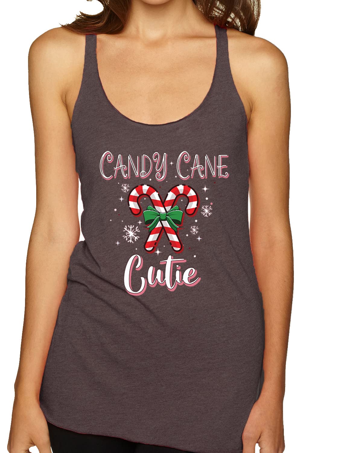 Candy Cane Cutie Christmas Tri-Blend Racerback Tank Top - Festive Holiday Women's T-Shirt for Xmas Party & Family Gatherings