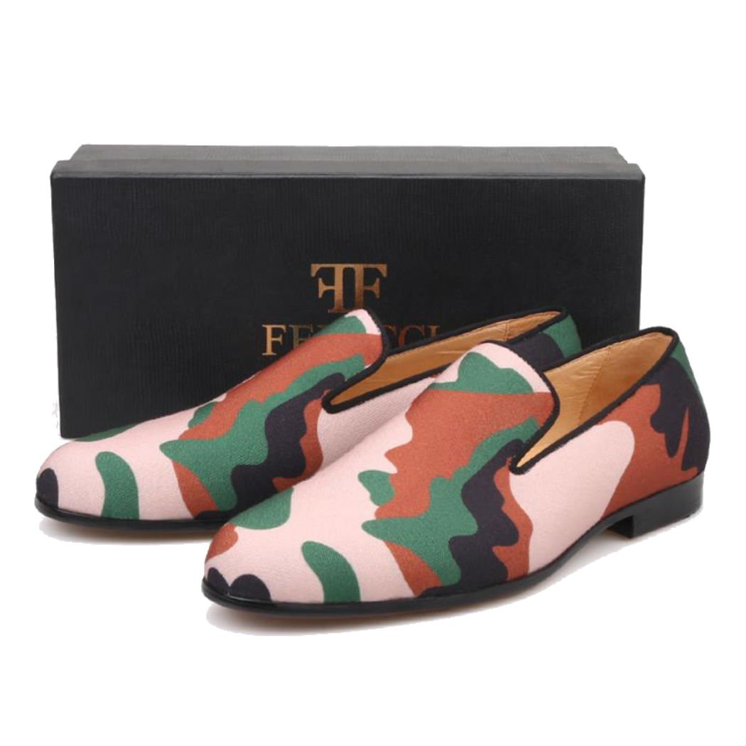 FERUCCI Handmade Men's Camouflage Slippers - Comfortable Flat Loafers for Indoor/Outdoor Wear - Perfect for Home, Lounge & Casual Outings
