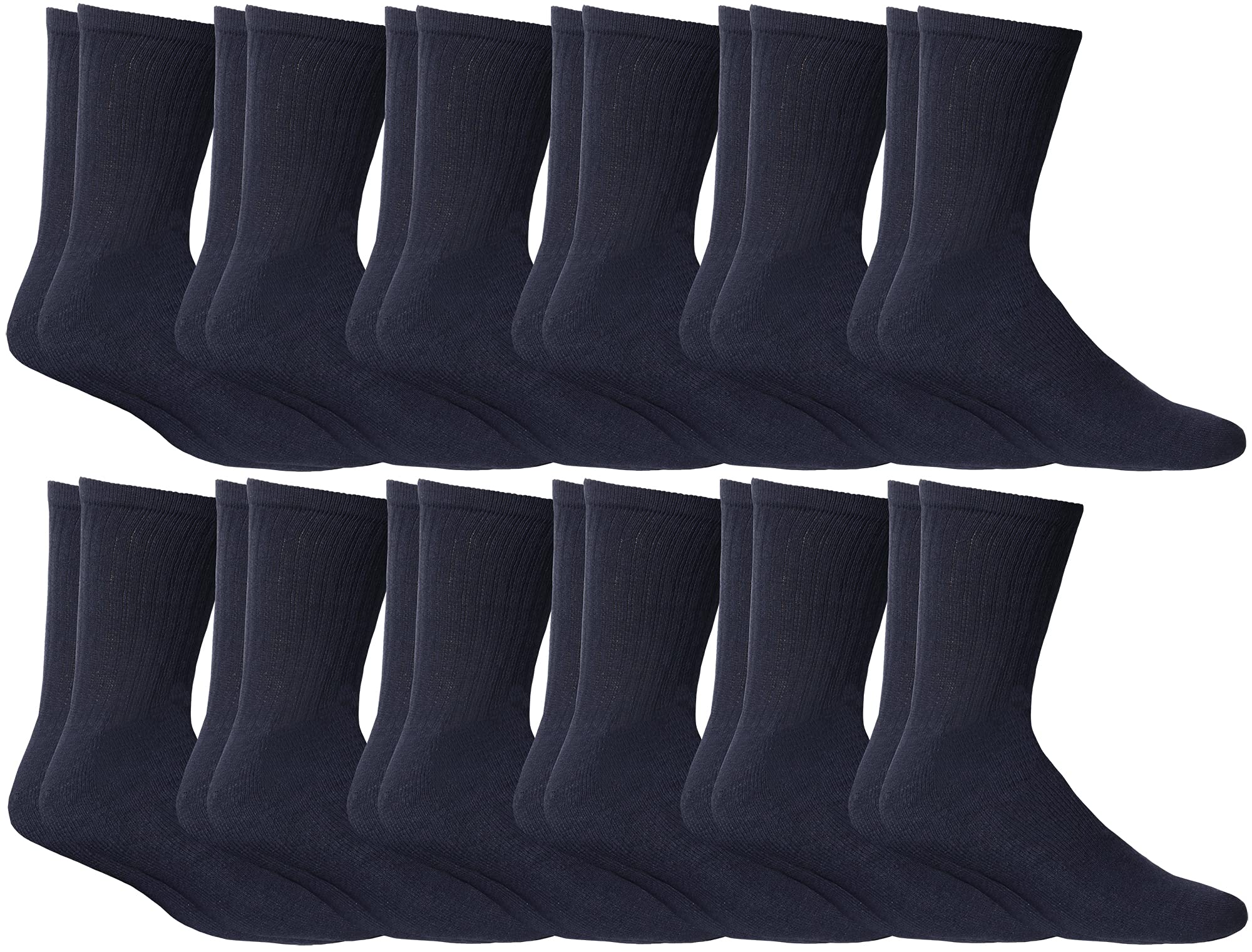 12 Pairs Bulk Men's Crew Socks (Size 10-13) - Soft Cotton Comfort Socks for Everyday Wear, Work & Sports - Wholesale Value Pack