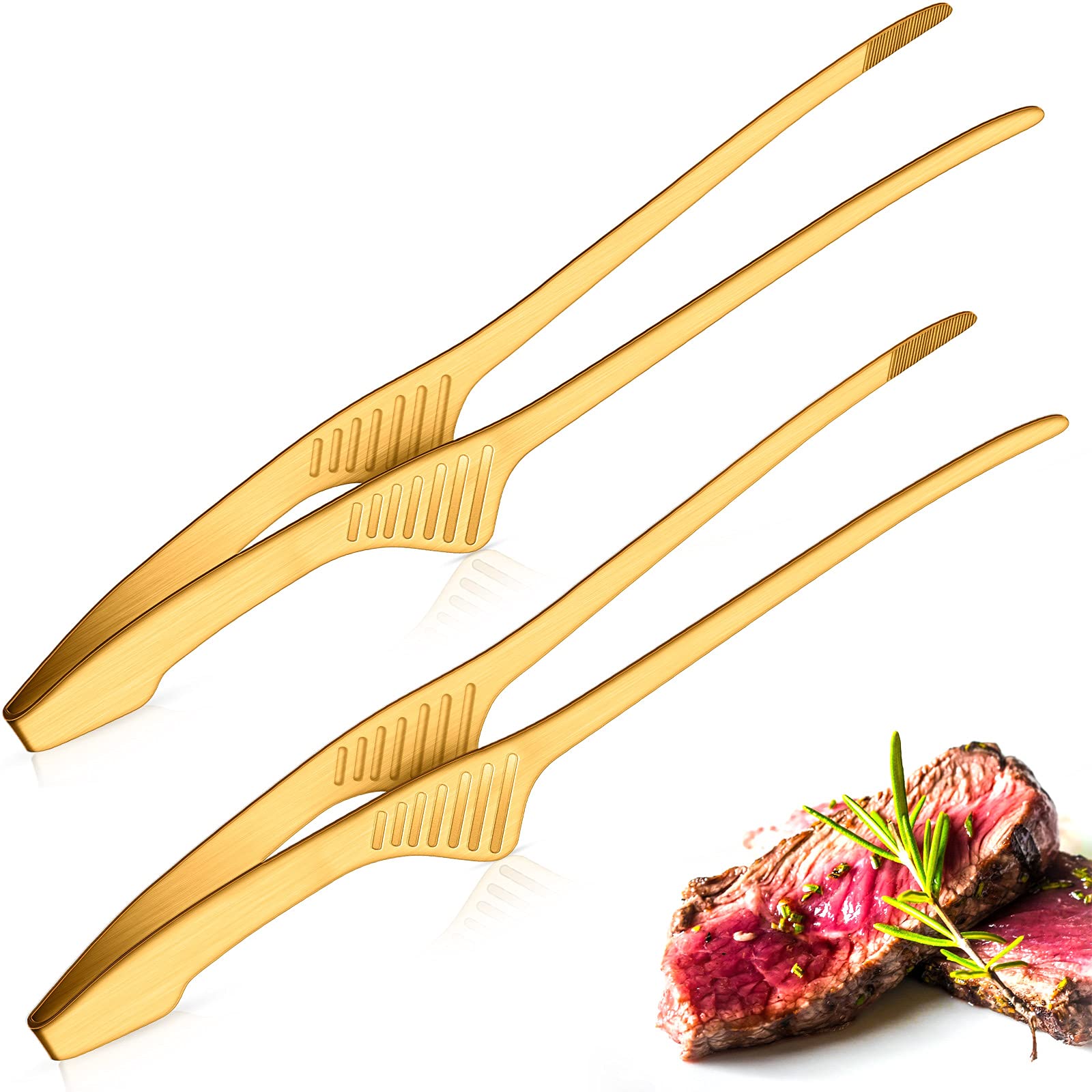 Stainless Steel BBQ Tongs for Korean & Japanese Cooking - Non-Slip Serving Utensils for Grilling, Camping & Buffet (2-Piece Set)