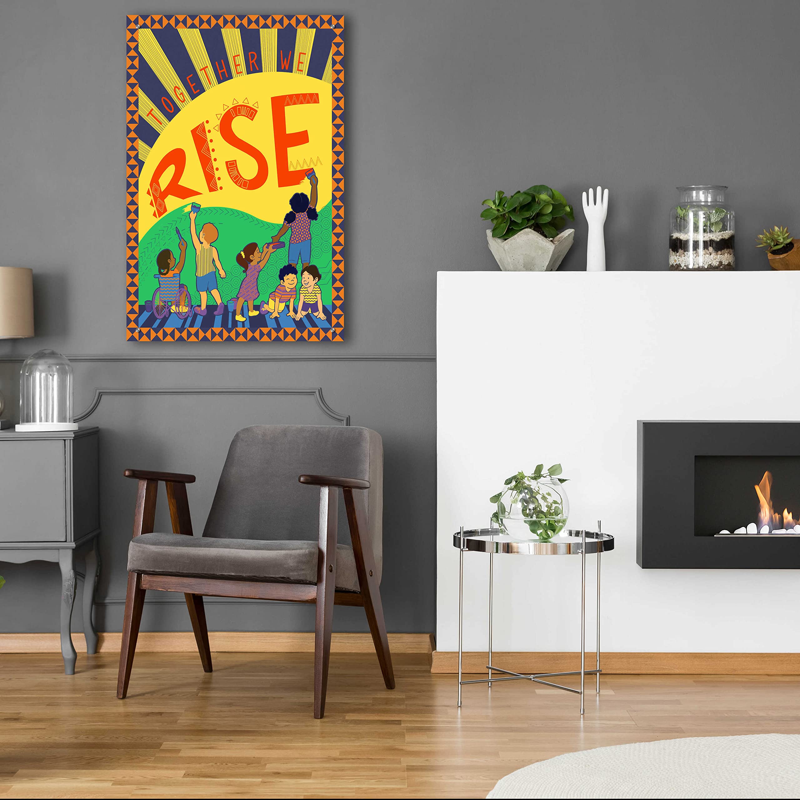 Epic Art 'Together We Rise' by Kris Duran - 24x36 Inch Acrylic Glass Wall Art Painting - Modern Home & Office Decor for Living Room, Bedroom, or Workspace