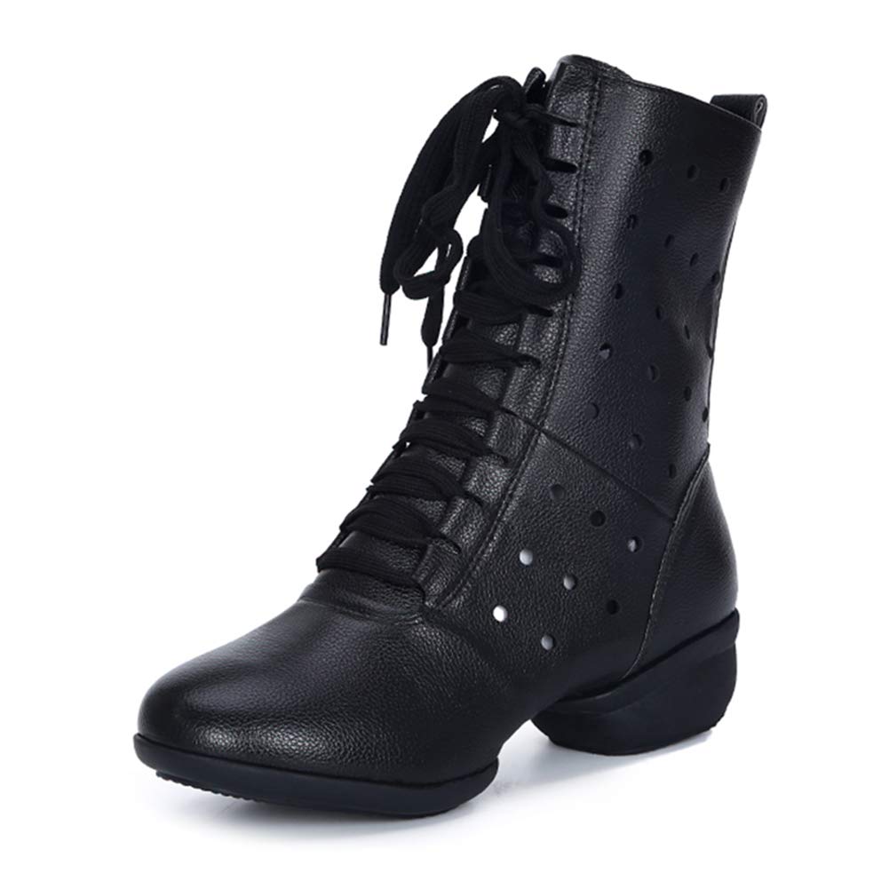 Hipposeus Women's Lace-Up Jazz Dance Shoes - Closed Toe Ballroom Salsa Booties with Non-Slip Rubber Sole | Perfect for Latin, Swing & Social Dancing