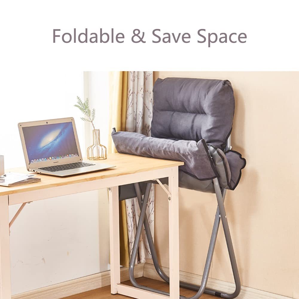 Modern Lazy Chair with Ottoman - Foldable Reclining Lounge Chair with Armrests & Side Pocket - Comfortable Leisure Sofa for Bedroom, Living Room, Office - Perfect for Relaxing, Reading & Napping (Grey)