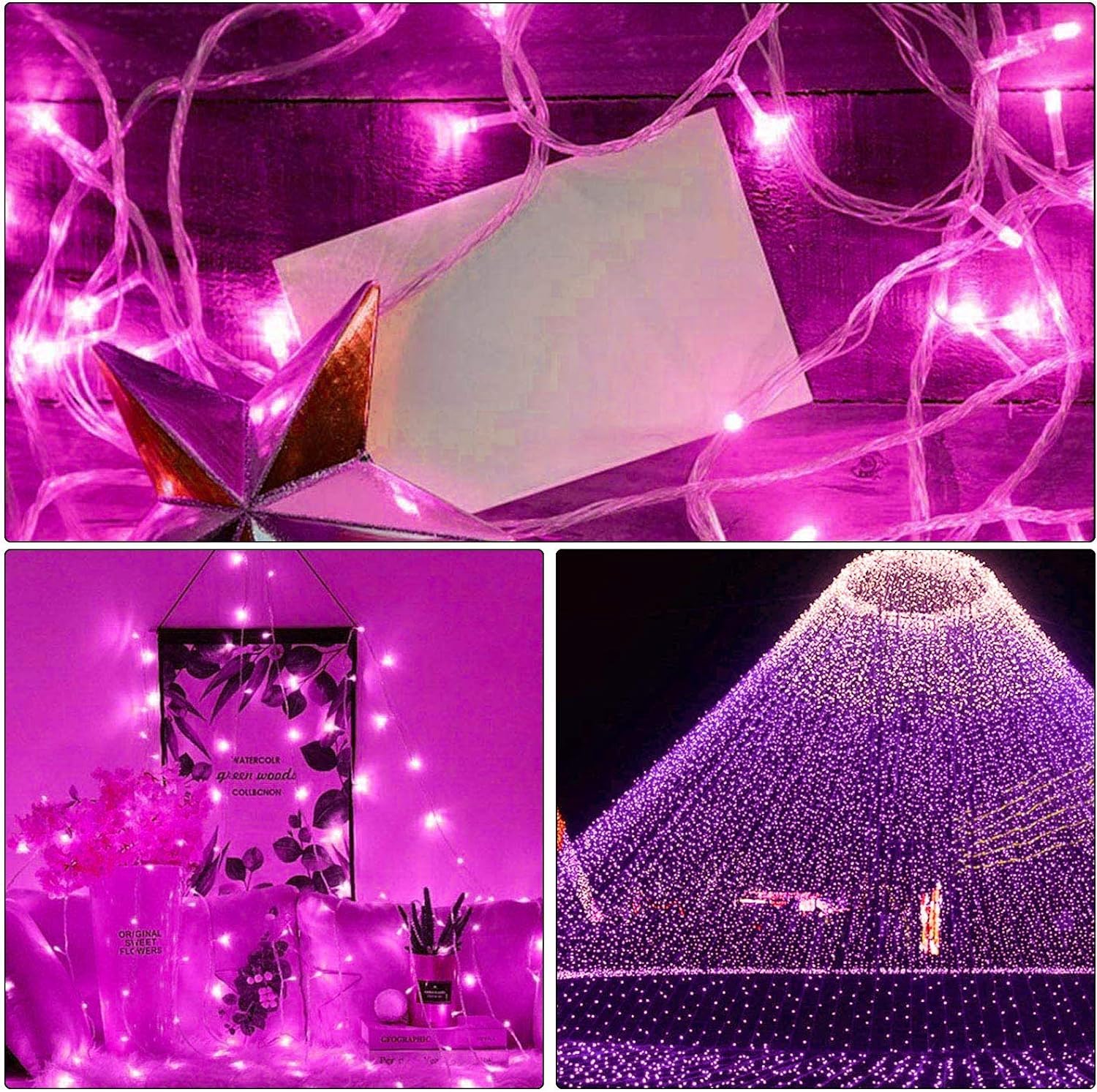 ILLUMINEW 100 LED Pink String Lights - 33 Ft Waterproof Outdoor Fairy Lights with 8 Modes | Romantic Valentine's Day Decorations, Bedroom & Room Decor | Perfect for Weddings, Parties, Garden & Patio Lighting