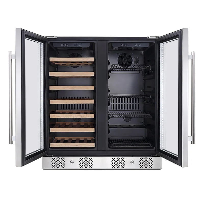 Empava 6.3 cu.ft Dual Zone Wine and Beverage Cooler - Stainless Steel Refrigerator for 33 Bottles or 96 Cans - Perfect for Home Bars, Restaurants, and Wine Cellars