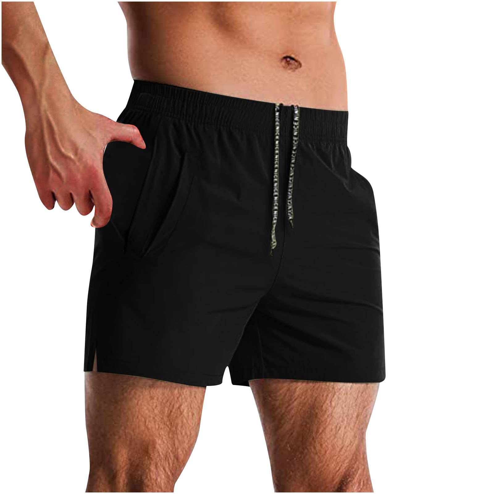 Men's Quick-Dry Sports Shorts with Zipper & Drawstring - Breathable Workout Gym Running Shorts for Jogging, Fitness & Beach - Casual Baggy Athletic Pants for Outdoor Activities & Summer Wear