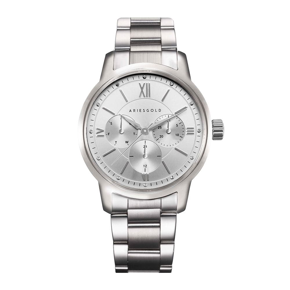 ARIES GOLD Urban Eternal Silver Stainless Steel Women's Watch - Elegant Fashion Timepiece for Everyday Wear, Office & Special Occasions