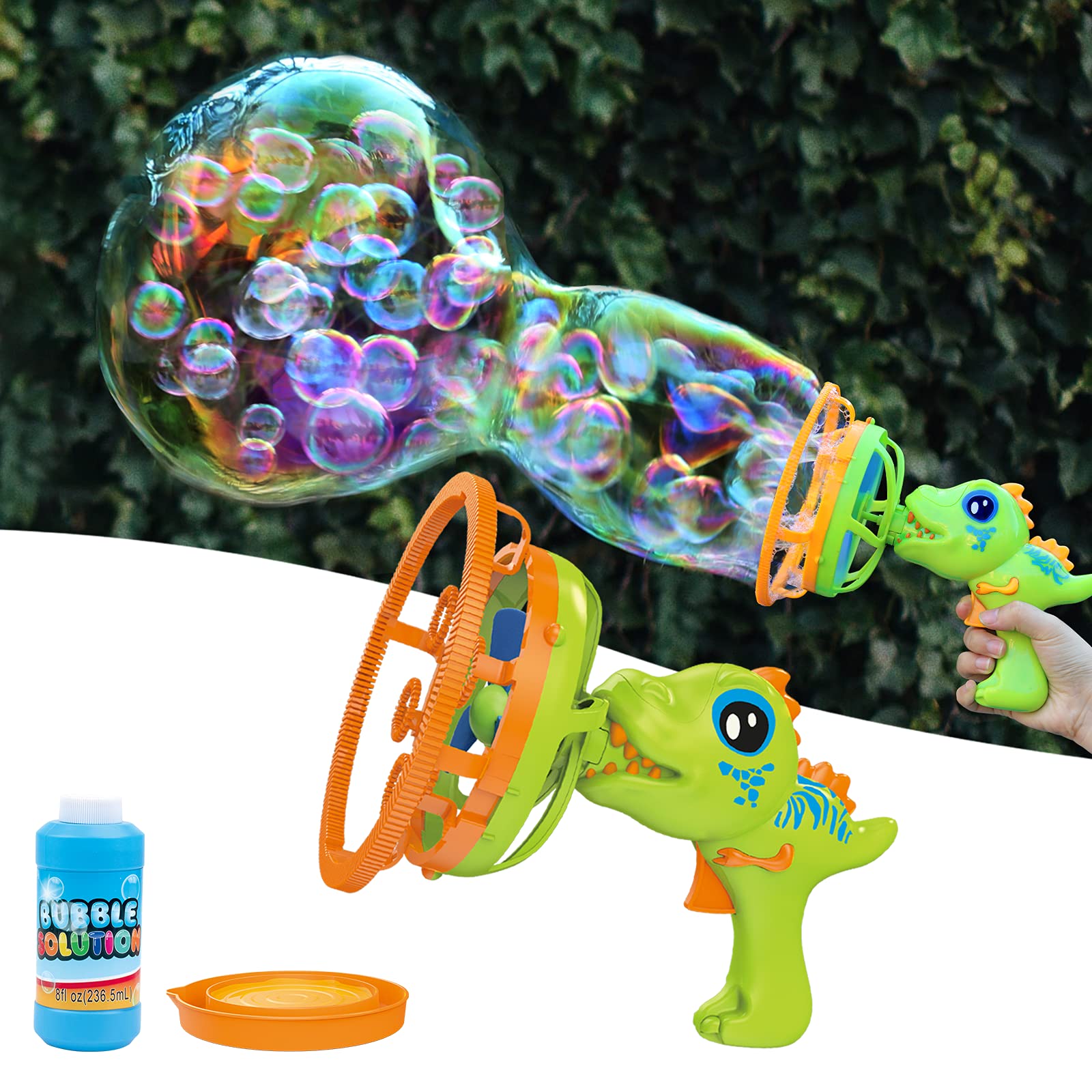 Dinosaur Bubble Blower Toy - Bubble Gun & Bubble Machine for Kids Ages 3-9 | Fun Outdoor Party Favors for Birthday, Christmas & Easter | Great Gift for Boys & Girls (Green) - Perfect for Backyard Play, Park Adventures & Summer Activities