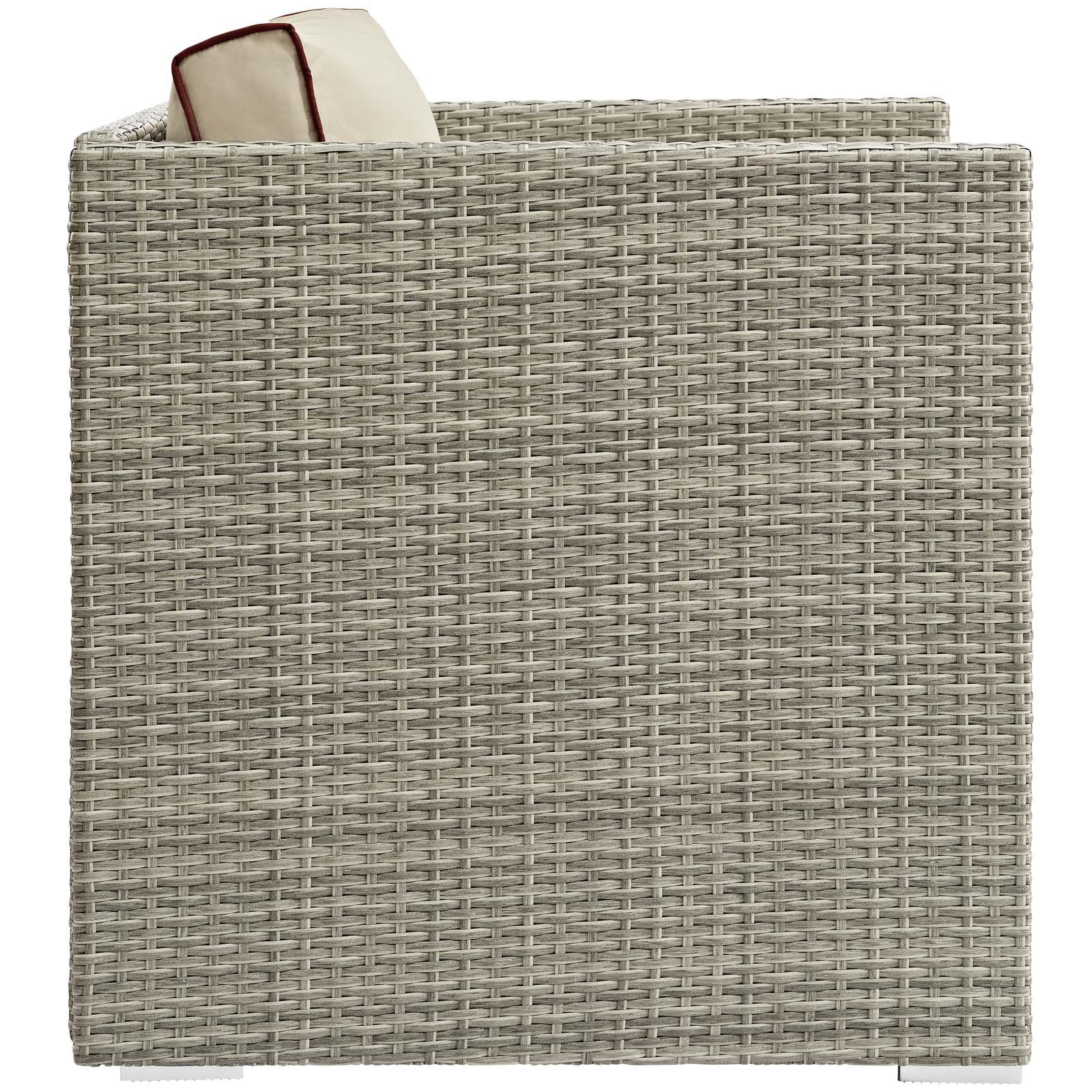 Modway Repose Wicker Rattan Outdoor Patio Arm Chair with Sunbrella® Fabric Cushions - Light Gray Beige - Weather-Resistant Lounge Chair for Poolside, Garden, Deck & Backyard Relaxation