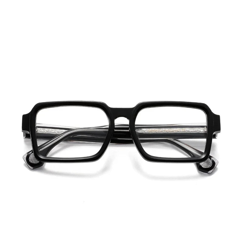 Aror Unisex Full Rim Square Acetate Eyeglasses Frame - Classic Browline Design (Model 942781) for Men & Women - Perfect for Reading, Work, and Fashion Accessories