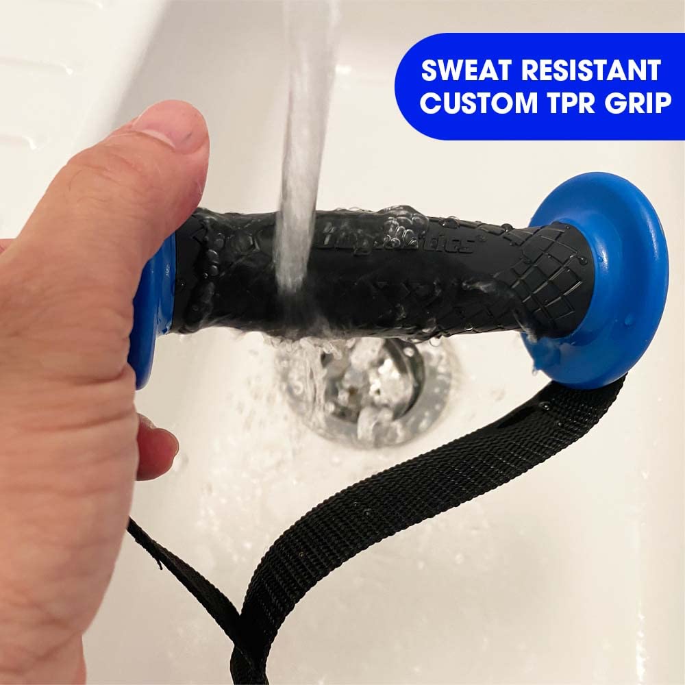 Bodylastics Resistance Band Handles - Ergonomic Gym Handles with Upgraded TPR Waffle Exercise Grips | Heavy Duty Handles for Resistance Bands with Nylon Webbing & Welded O-Rings | Perfect for Home Workouts, Strength Training, and Physical Therapy