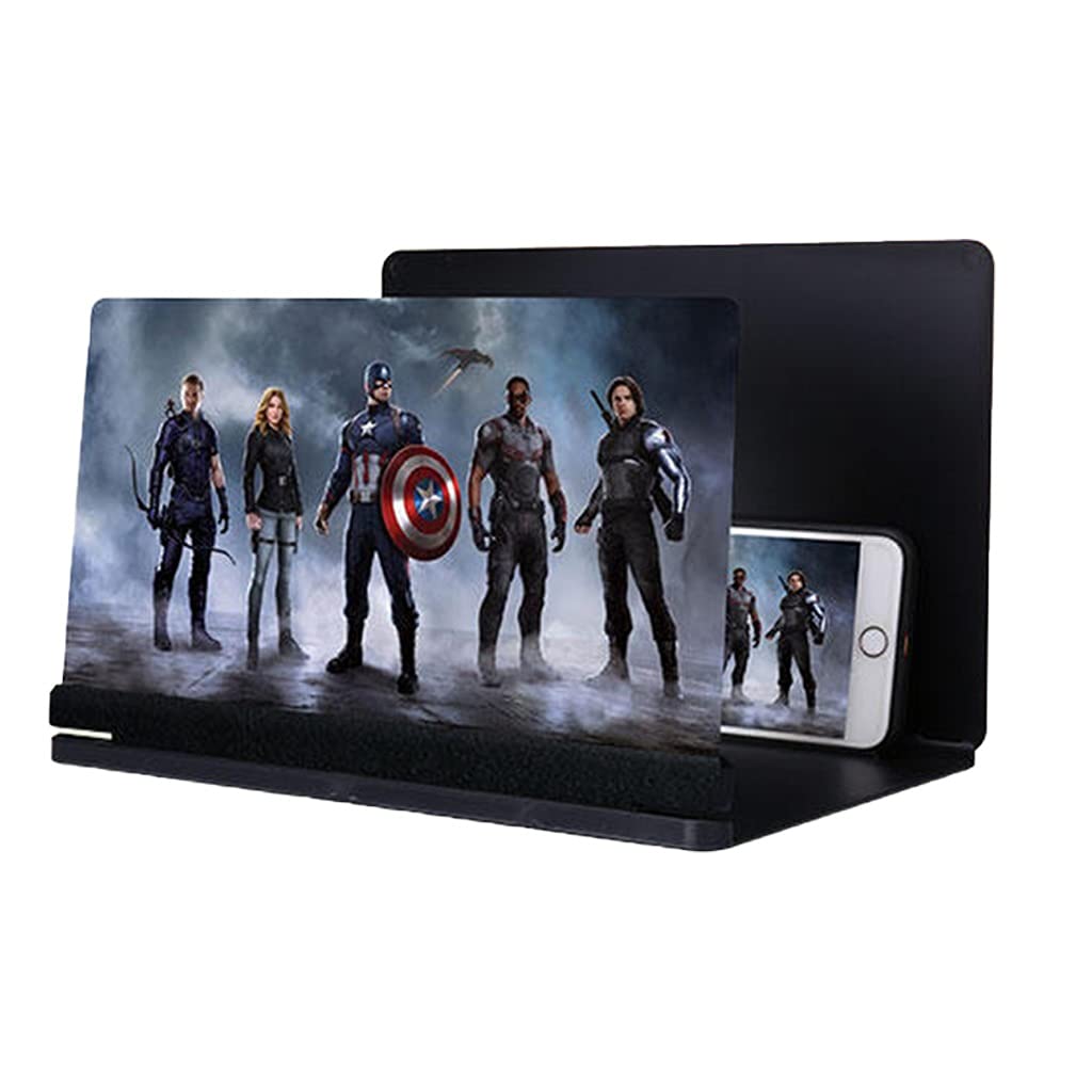 Portable Foldable 3D Phone Screen Magnifier for All Smartphones - 14 Inch Black with Glasses - Perfect for Movies, Gaming, and Reading on iPhone, Samsung, and More