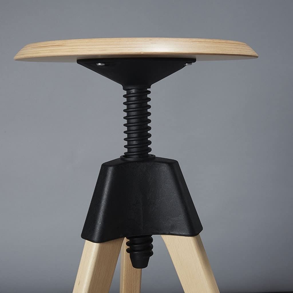 Industrial Style Adjustable Swivel Bar Stools - Wooden & Metal Bar Chairs with Lift Mechanism for Kitchen, Cafe, and Home Bar Use