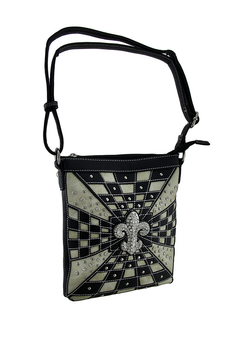 Checkered Fleur De Lis Crossbody Bag for Women - Stylish Shoulder Purse with Adjustable Strap, Perfect for Daily Use, Shopping, and Travel