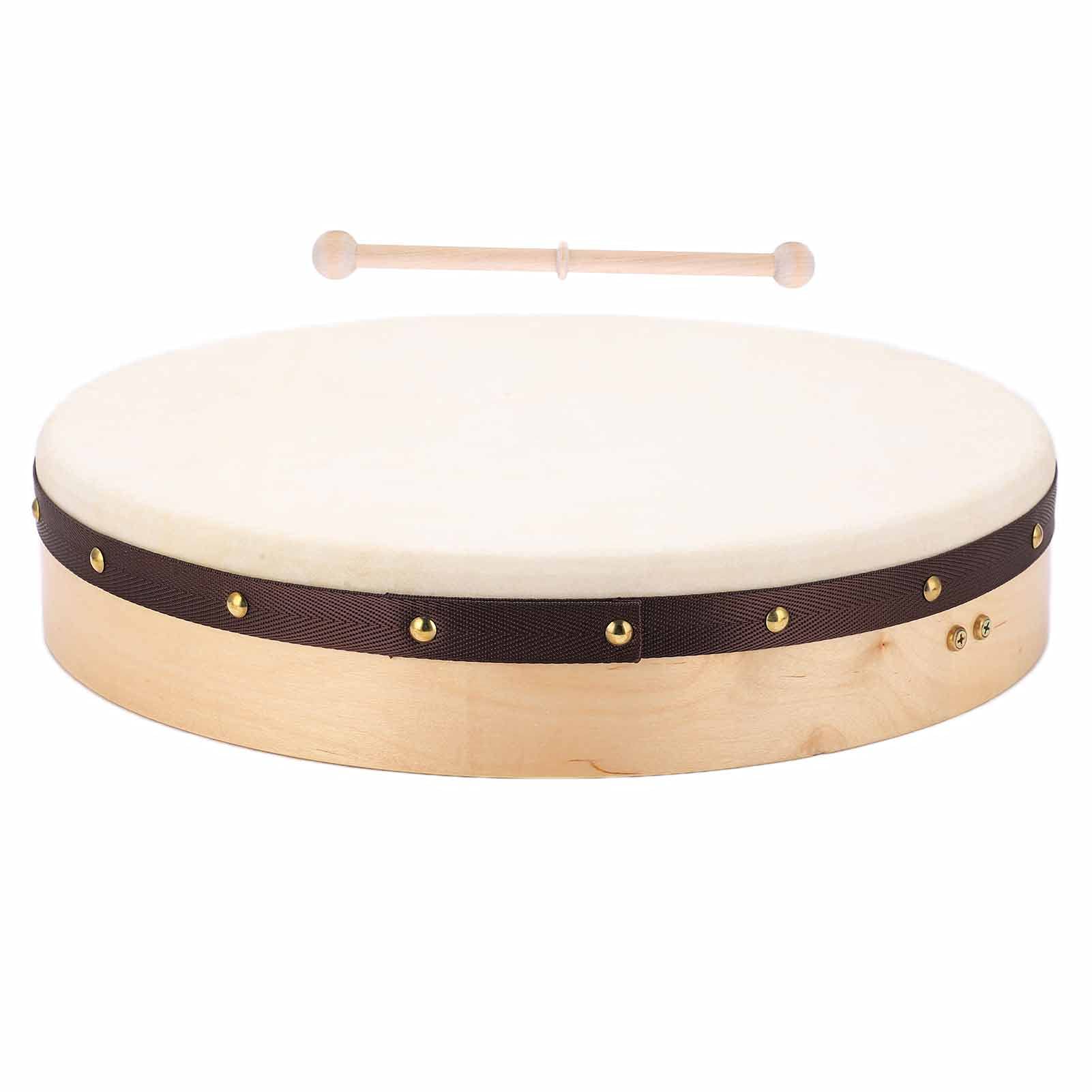 Eujgoov 18 Inch Hand Drum - Natural Sheepskin Drumhead & Wood Frame Percussion Instrument with Beater Stick | Perfect for Music Therapy, Meditation, and Cultural Performances