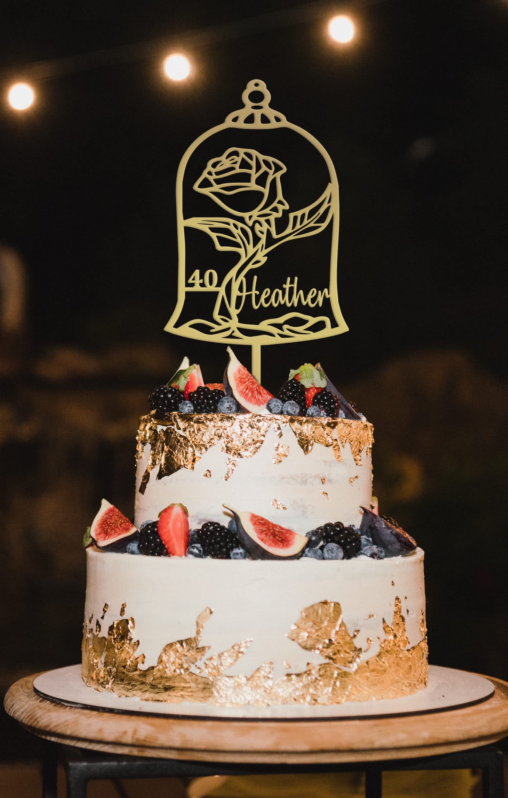 Personalized Rose Gold Hourglass Birthday Cake Topper - Custom Name Cake Decorations for Wedding, Anniversary & Special Events - Elegant Cake Topper for Birthday Parties & Celebrations