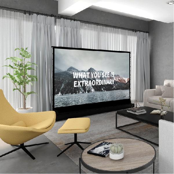 VIVIDSTORM S White Motorized Tension Floor Rising Projector Screen - Classic Version | Home Theater, Outdoor Movies & Office Presentations | Free Shipping from US Warehouse