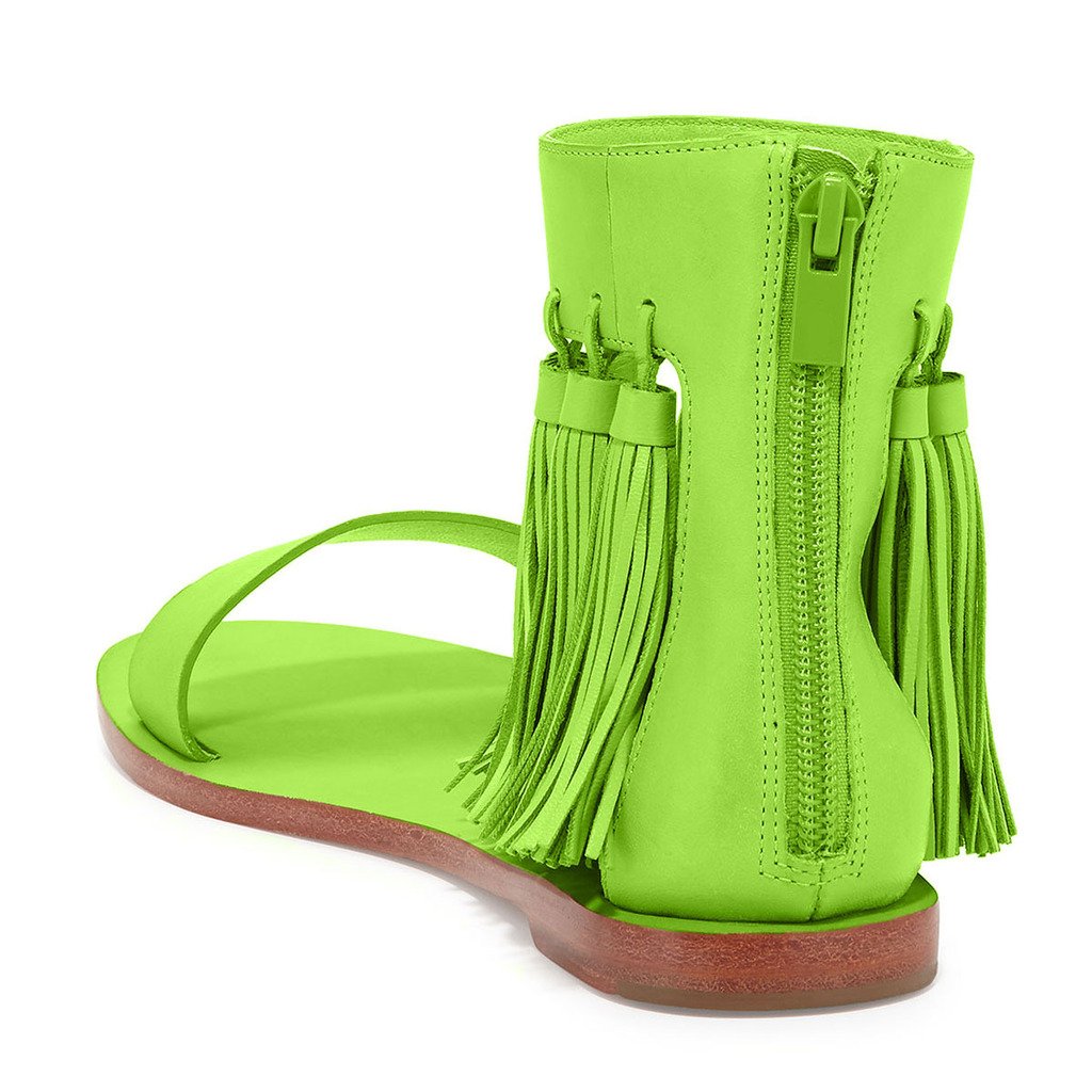 YDN Women's Fashion Fringe Tassel Open Toe Sandals with Low Heel & Back Zipper - Comfortable Summer Casual Shoes for Beach, Party & Daily Wear