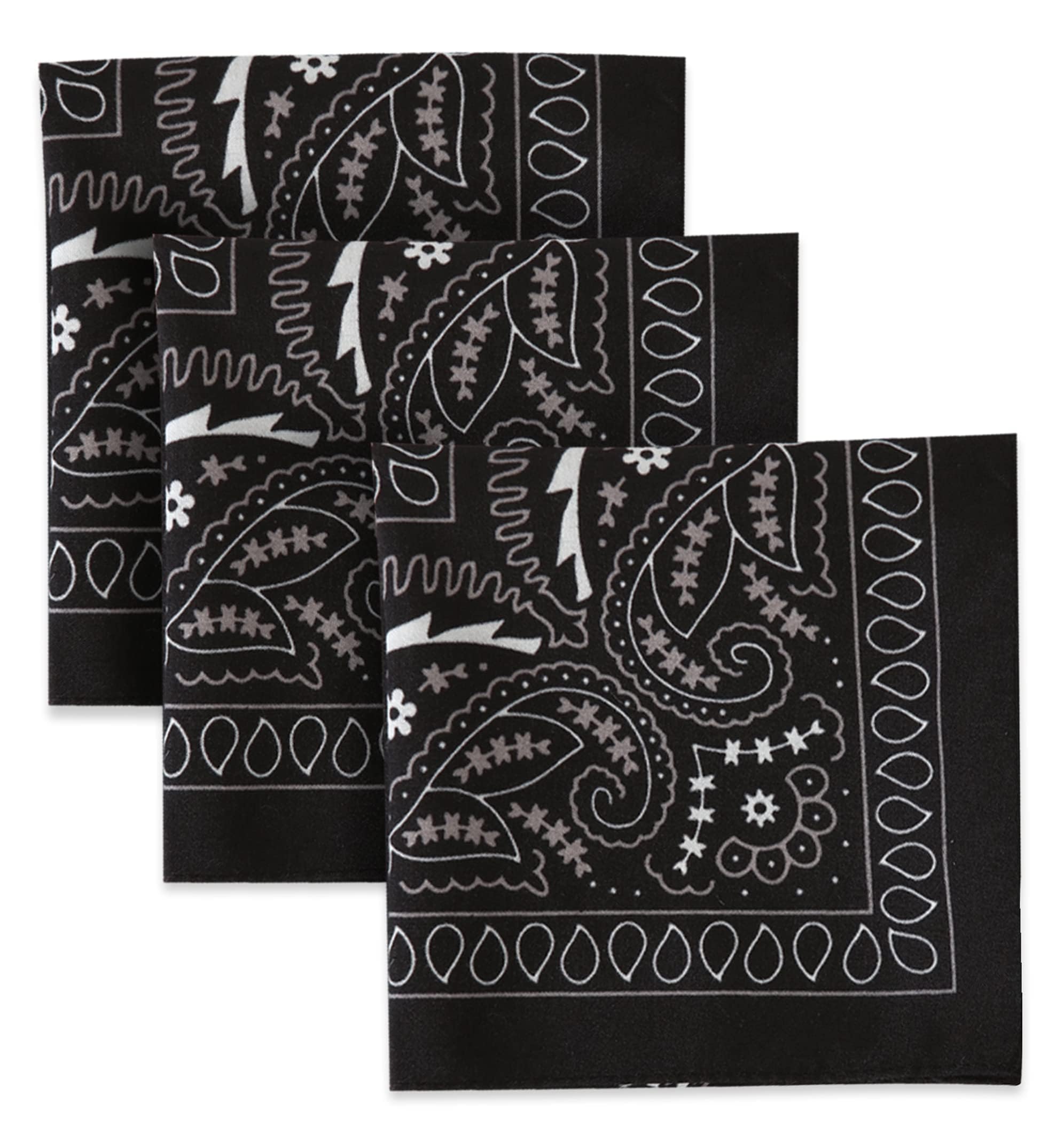 Tough Headwear Large Bandana Headband for Men & Women - Paisley Print Cotton Bandana Pack - Cowboy Scarf & Handkerchief - Perfect for Outdoor Activities, Motorcycle Riding, and Western Fashion