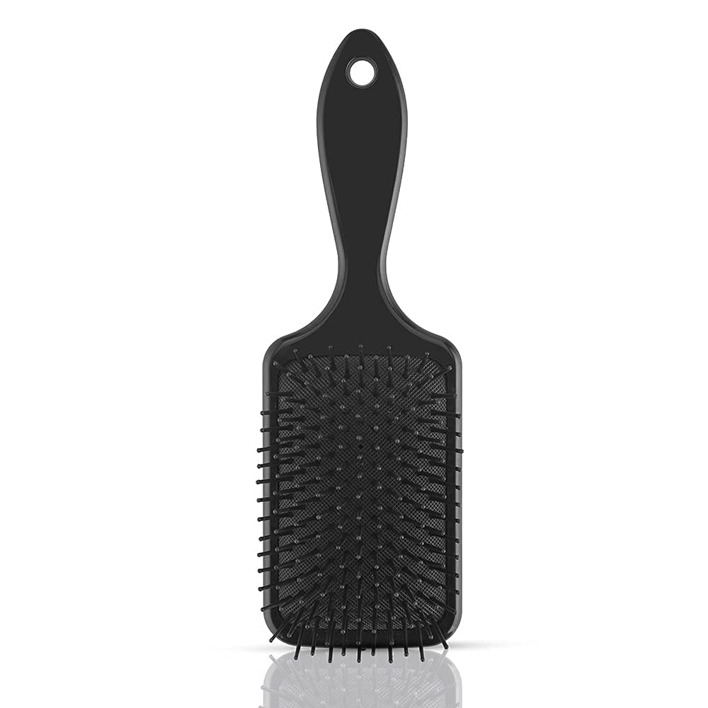 MAPPERZ Large Square Air Cushion Paddle Hair Brush with Ball Tip Bristles - Detangling Brush for Wet & Dry Hair - Ideal for Long, Thick, Curly Hair (Men & Women) - Black - Perfect for Salon Styling & Home Hair Care